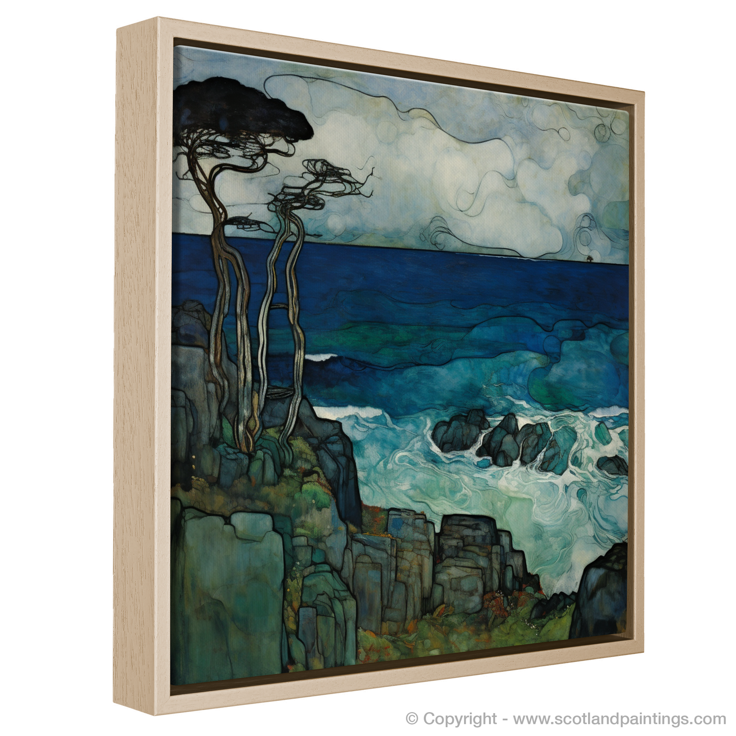 Storm Over Sound of Iona: An Art Nouveau Tribute to Scottish Coves