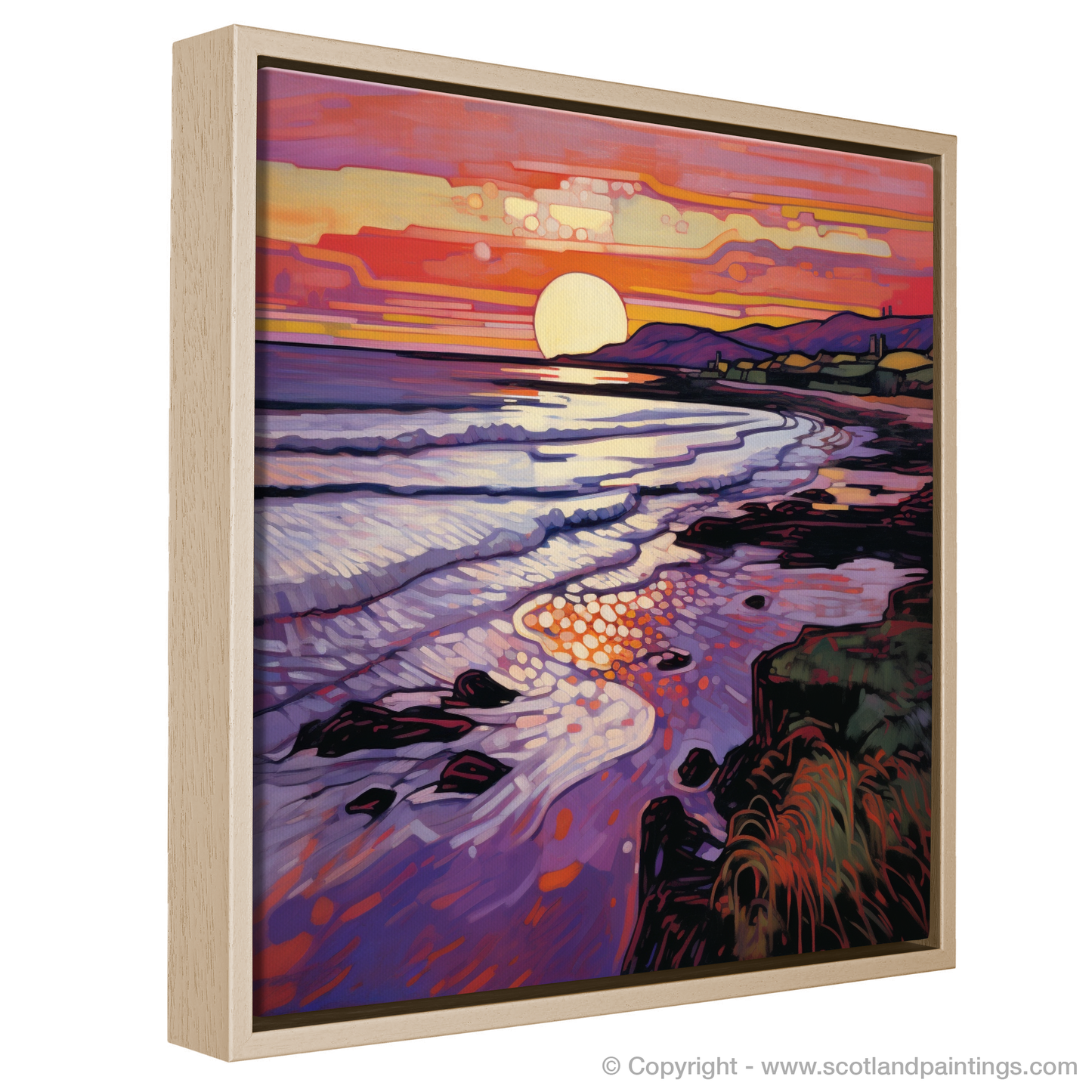 Coldingham Bay at Sunset: An Art Nouveau Ode to Tranquility