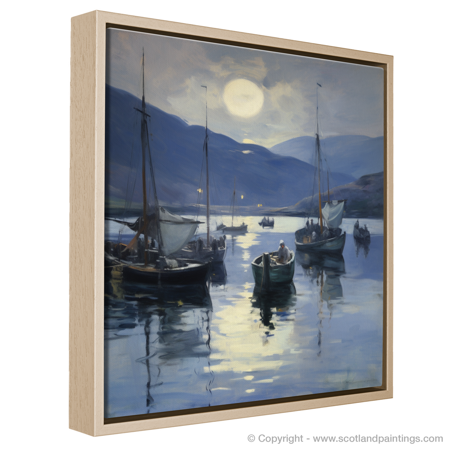 Moonlit Serenity: Ullapool Harbour in Impressionist Hues