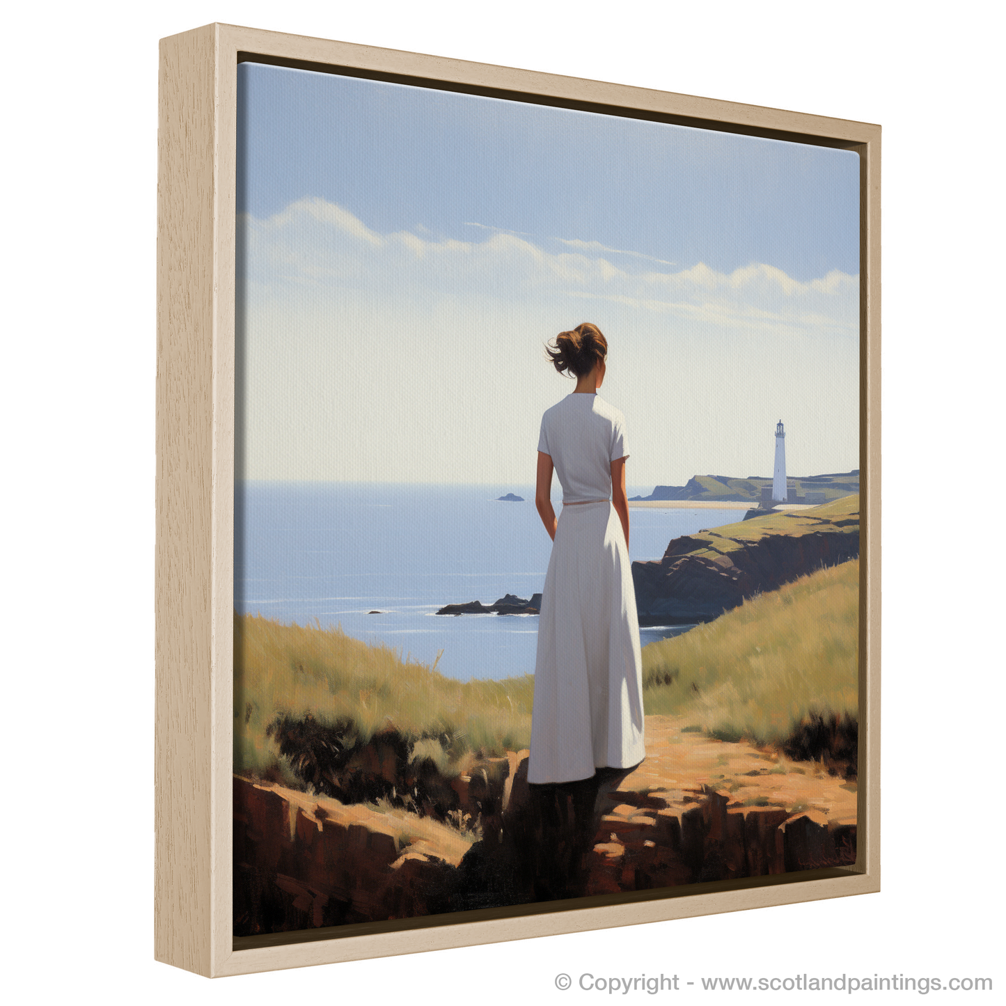 Coastal Reverie: A Woman and the Lighthouse of Mull of Kintyre