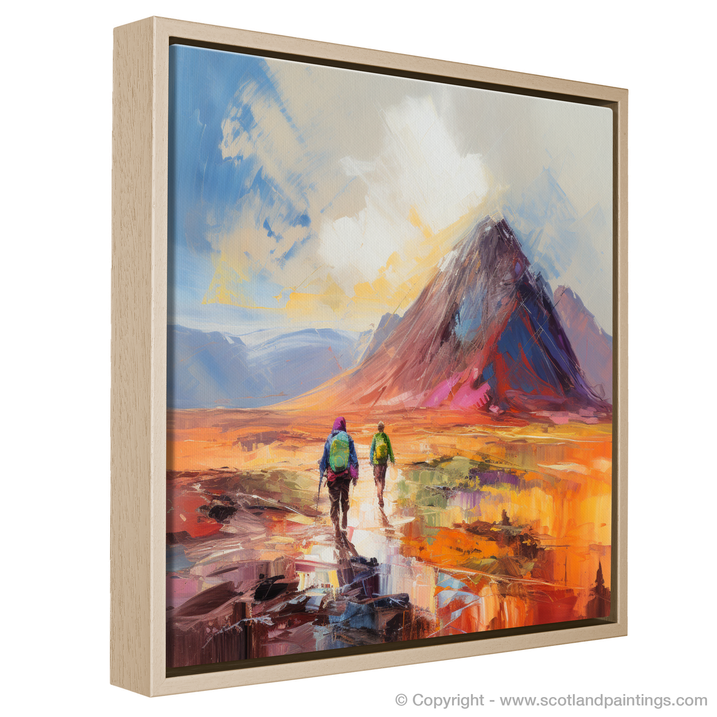 Highland Hikers: A Colour Field Tribute to Buachaille Summit in Glencoe
