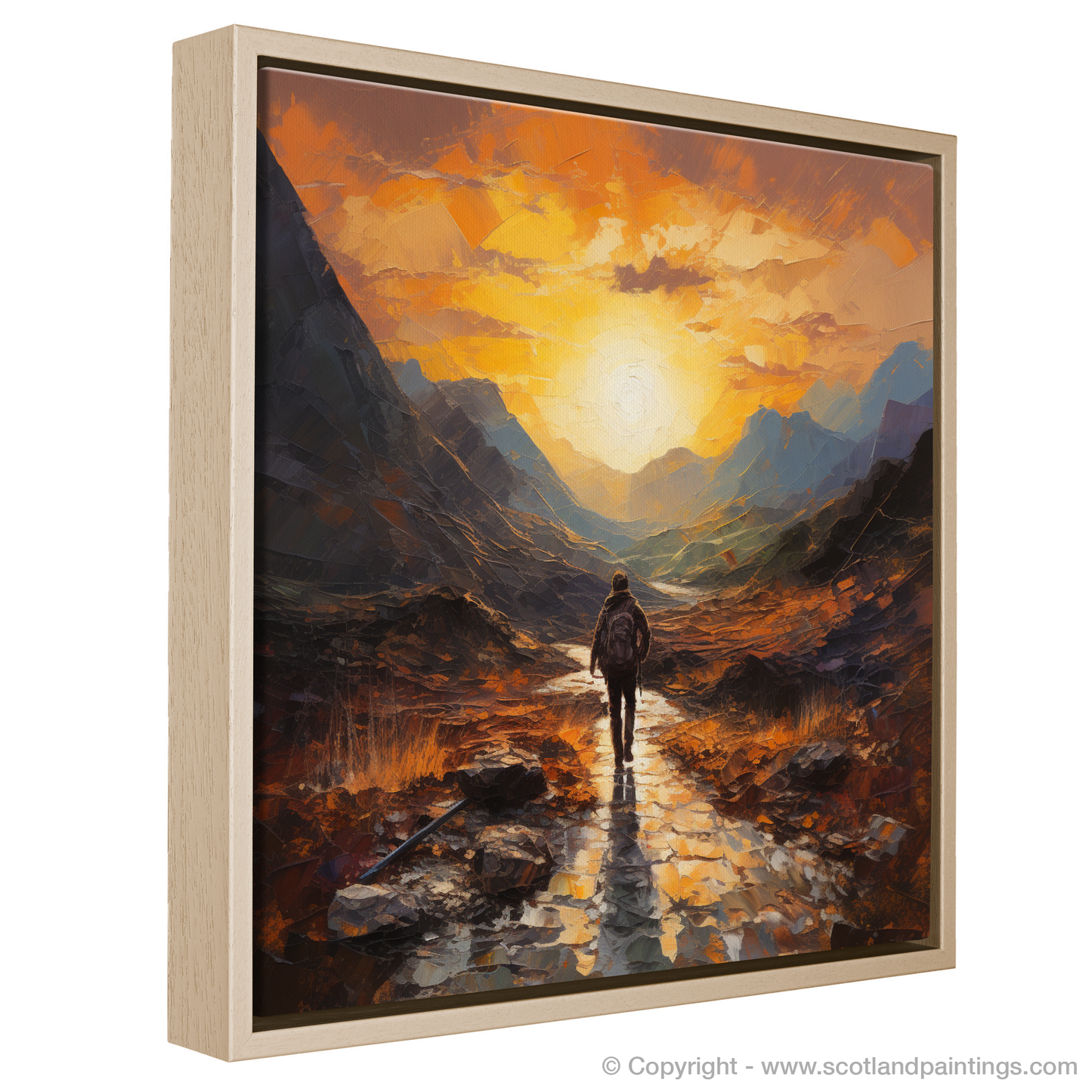 Hiker's Sunset Silhouette in Glencoe's Embrace