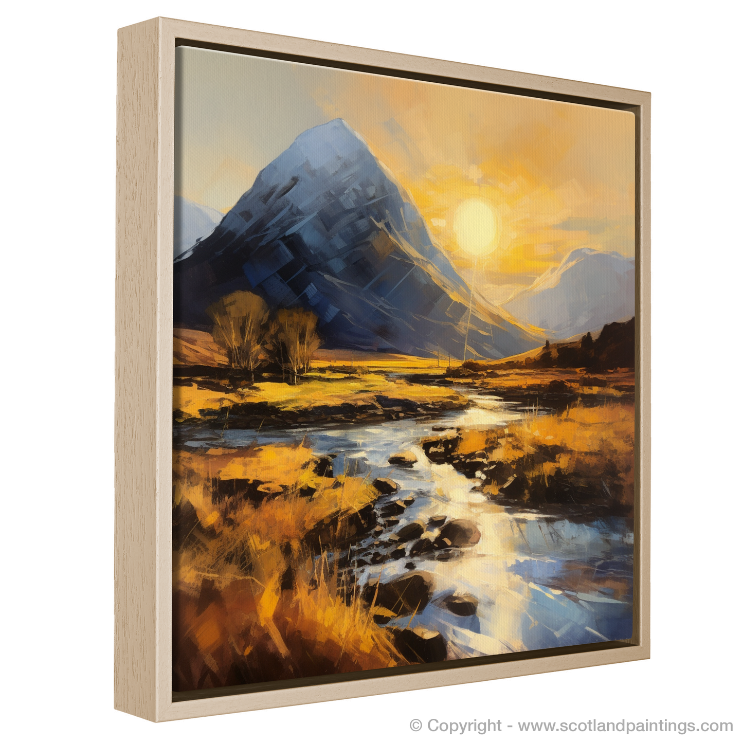 Golden Hour Majesty: Buachaille Etive Mòr in Color Field Style