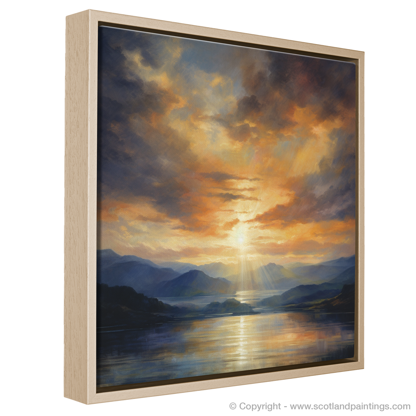 Painting and Art Print of Crepuscular rays above Loch Lomond entitled "Crepuscular Majesty over Loch Lomond".