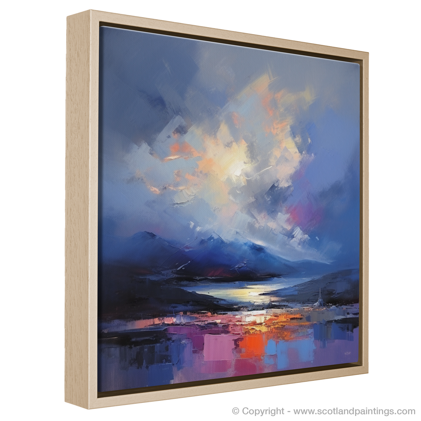 Painting and Art Print of Storm clouds above Loch Lomond entitled "Storm's Embrace over Loch Lomond".