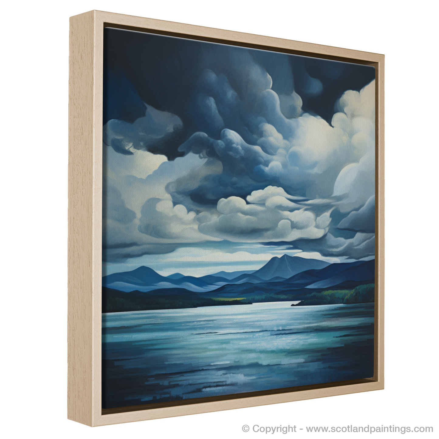 Painting and Art Print of Storm clouds above Loch Lomond entitled "Storm Clouds Dance Over Loch Lomond".