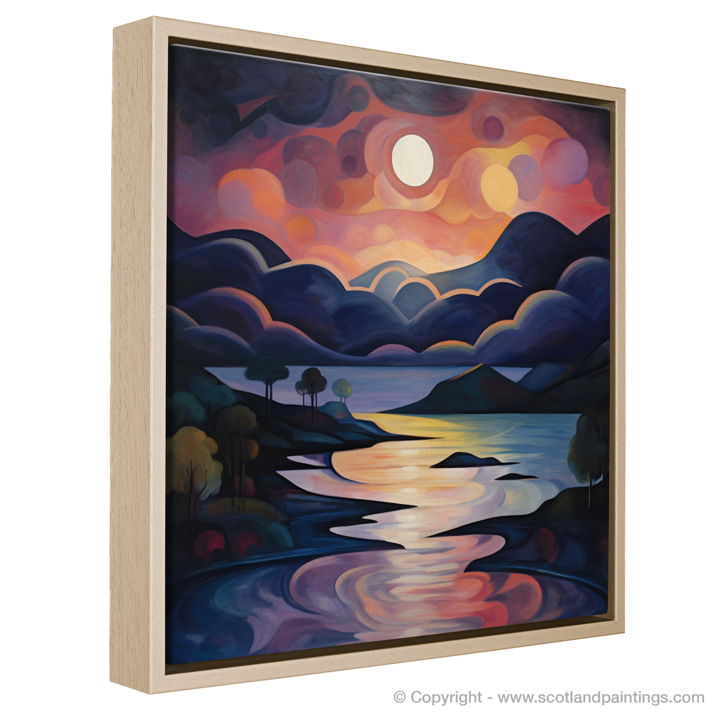 Painting and Art Print of Twilight reflections on Loch Lomond entitled "Twilight Dreamscape of Loch Lomond".