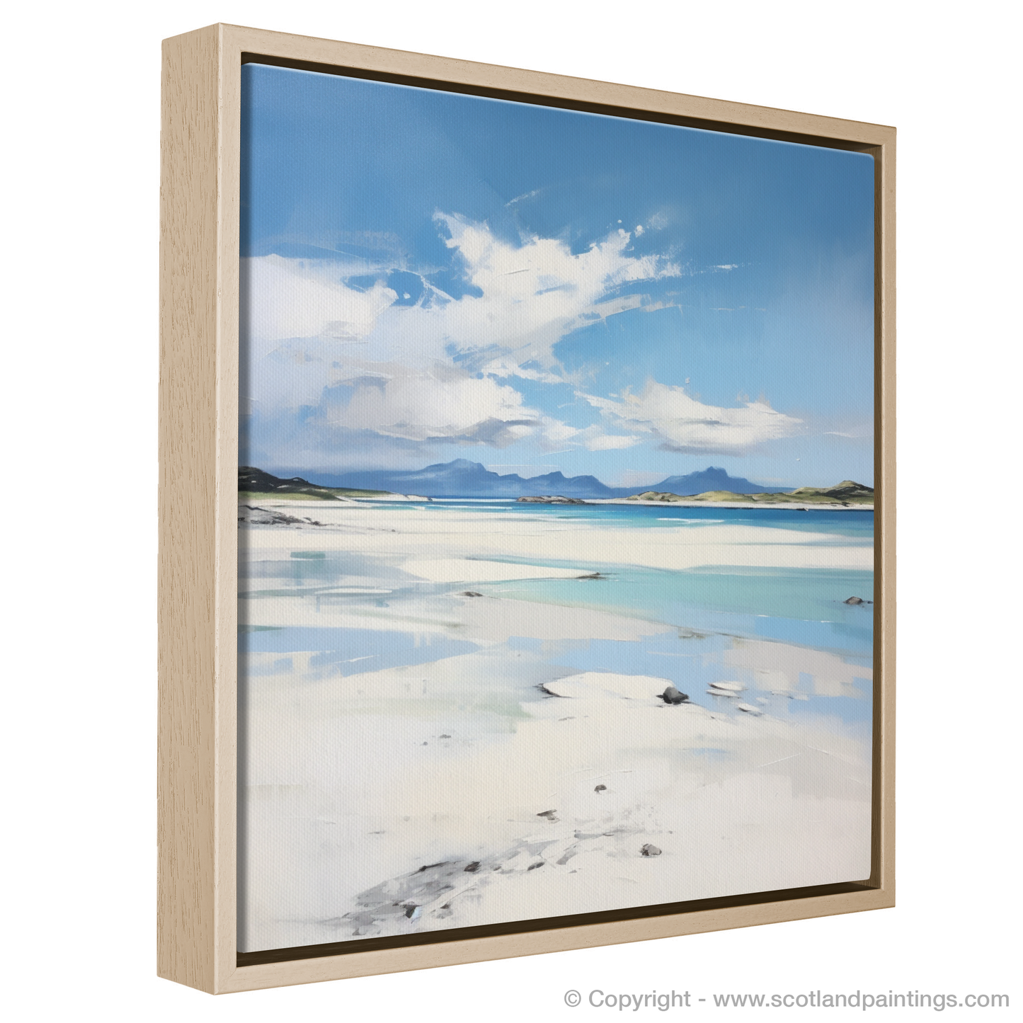 Painting and Art Print of Camusdarach Beach, Arisaig entitled "Serenity of Camusdarach Beach: A Scottish Coastal Gem".