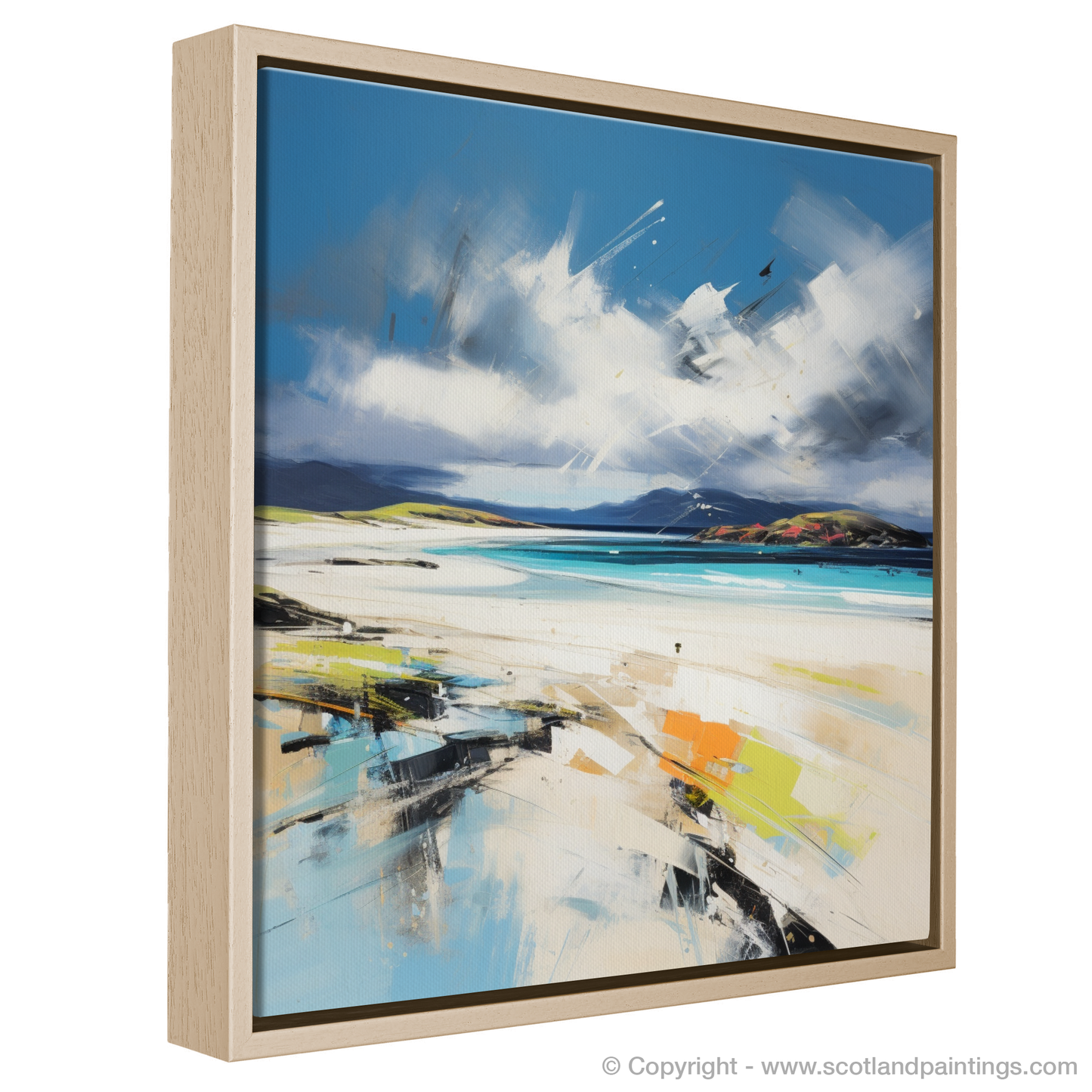 Painting and Art Print of Luskentyre Beach, Isle of Harris entitled "Luskentyre Essence: An Abstract Ode to the Hebrides".