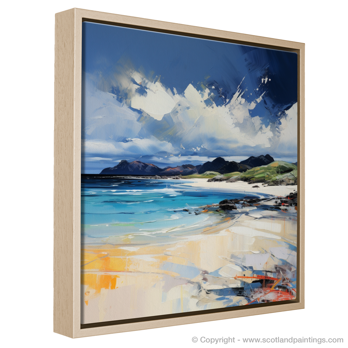 Painting and Art Print of Camusdarach Beach, Arisaig entitled "Vibrant Embrace of Camusdarach Beach".