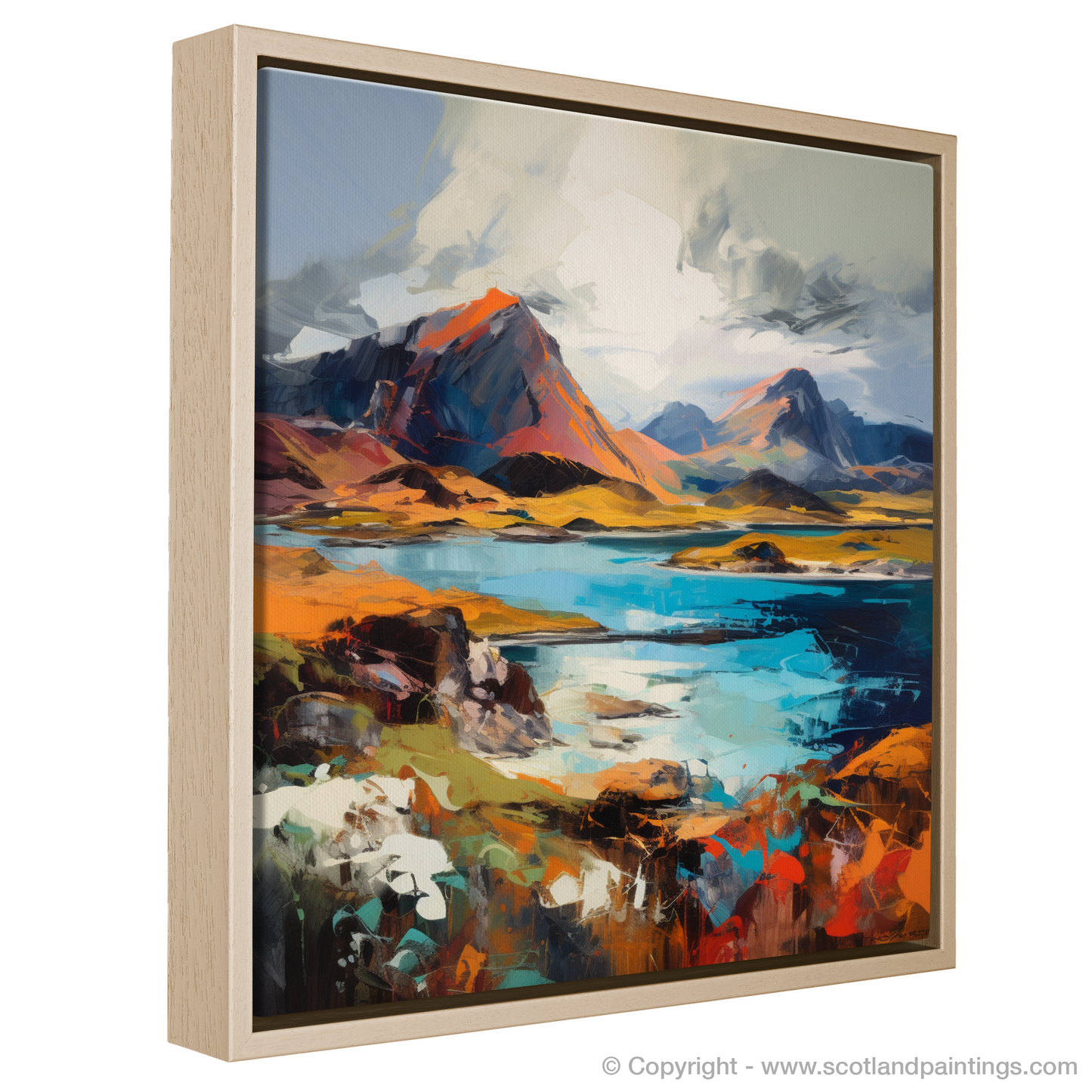 Painting and Art Print of Isle of Rum, Inner Hebrides entitled "Isle of Rum Unleashed: An Expressionist Ode to Scotland's Wild Beauty".