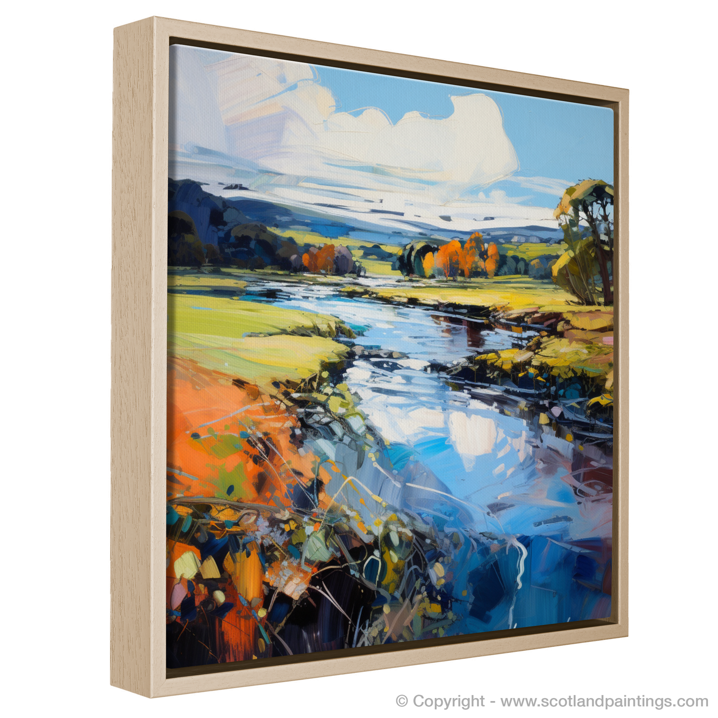 Painting and Art Print of River Nith, Dumfries and Galloway. River Nith Dance of Light and Shadow.