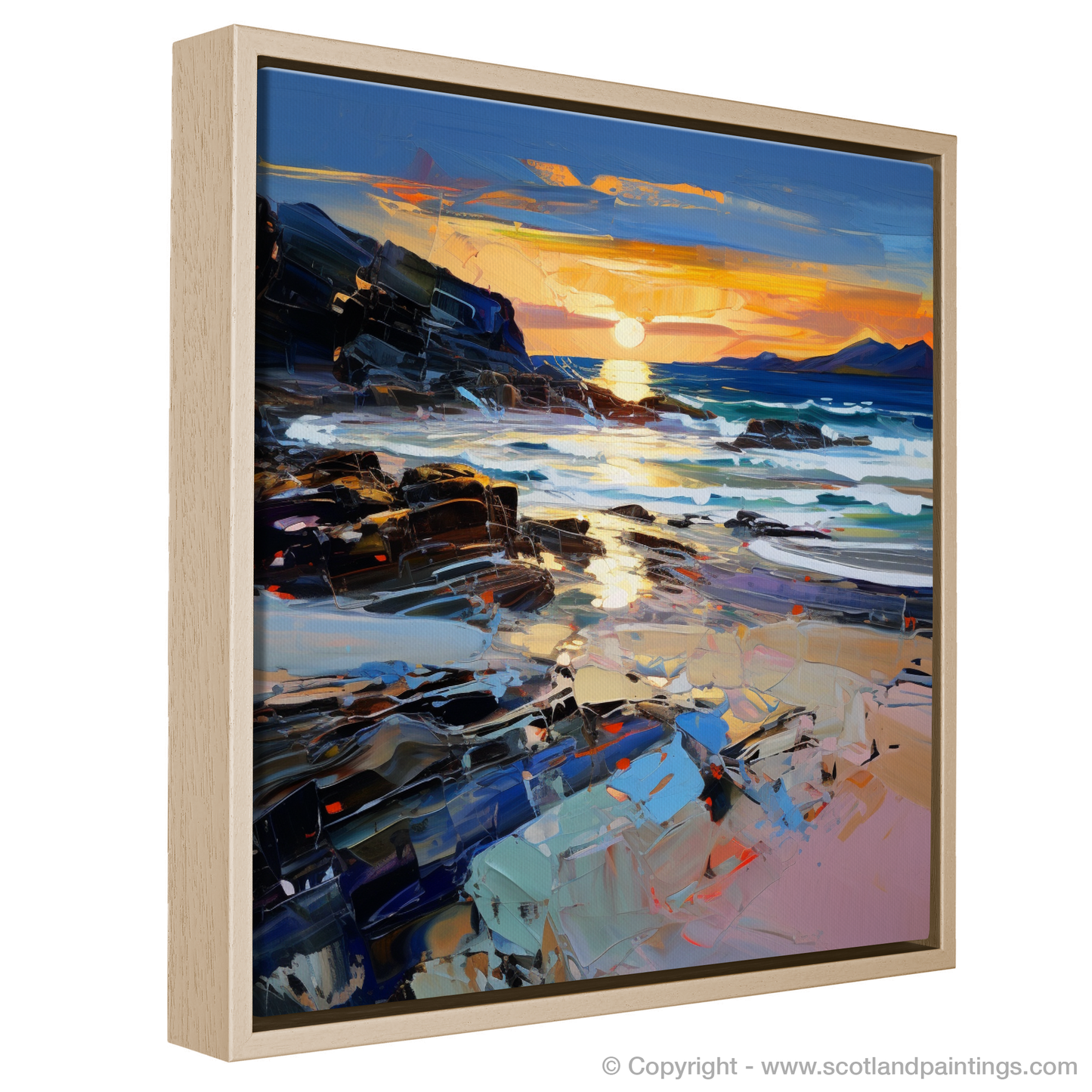 Painting and Art Print of Seilebost Beach at dusk entitled "Dusk Embrace at Seilebost Beach".