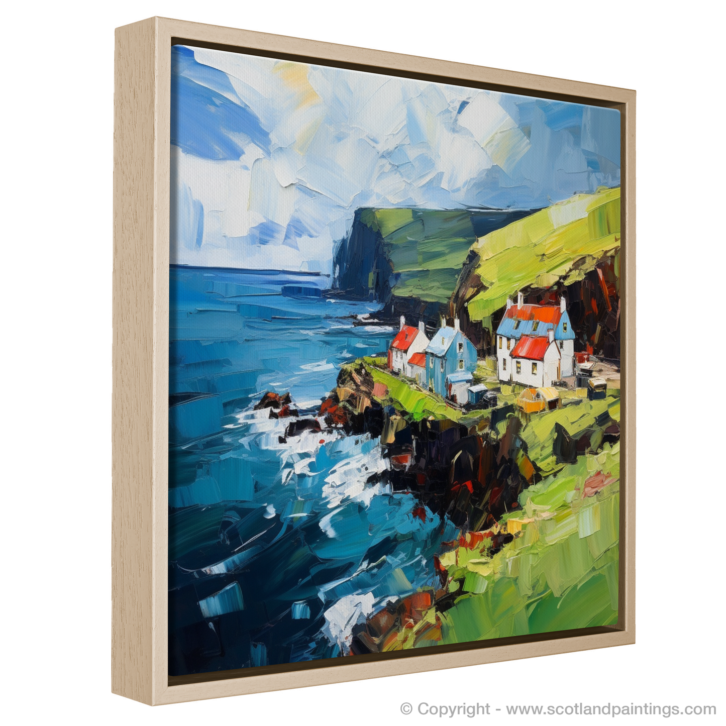 Painting and Art Print of Pennan Harbour, Aberdeenshire entitled "Pennan Harbour: A Symphony of Colour and Emotion".