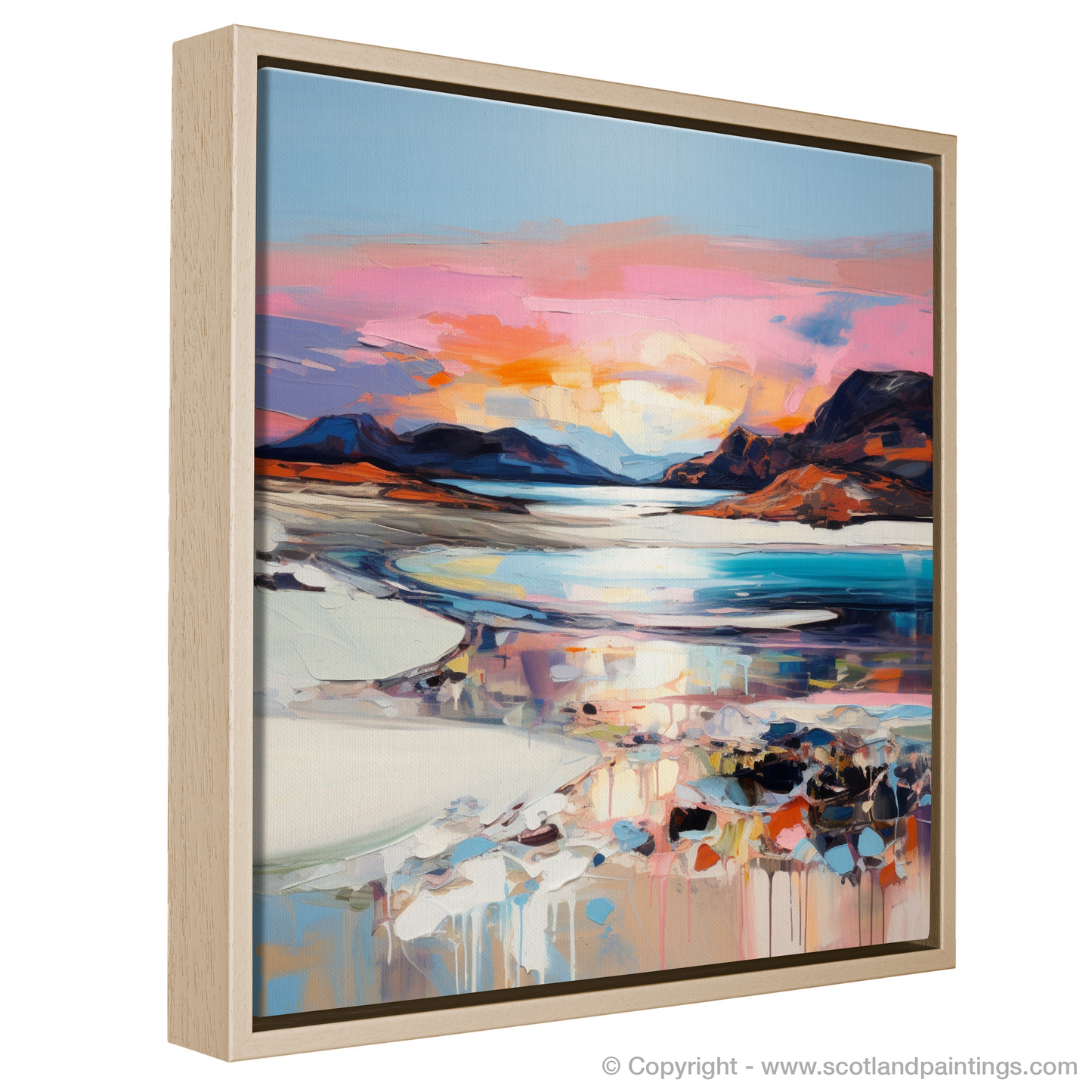 Painting and Art Print of Mellon Udrigle Beach at dusk entitled "Dusk Embrace at Mellon Udrigle Beach".