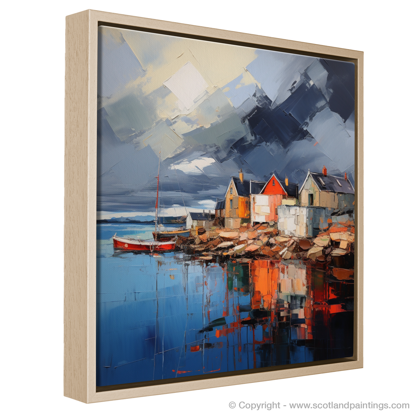Painting and Art Print of Dunbar Harbour with a stormy sky entitled "Tempest over Dunbar Harbour: An Expressionist Ode to the Scottish Coast".