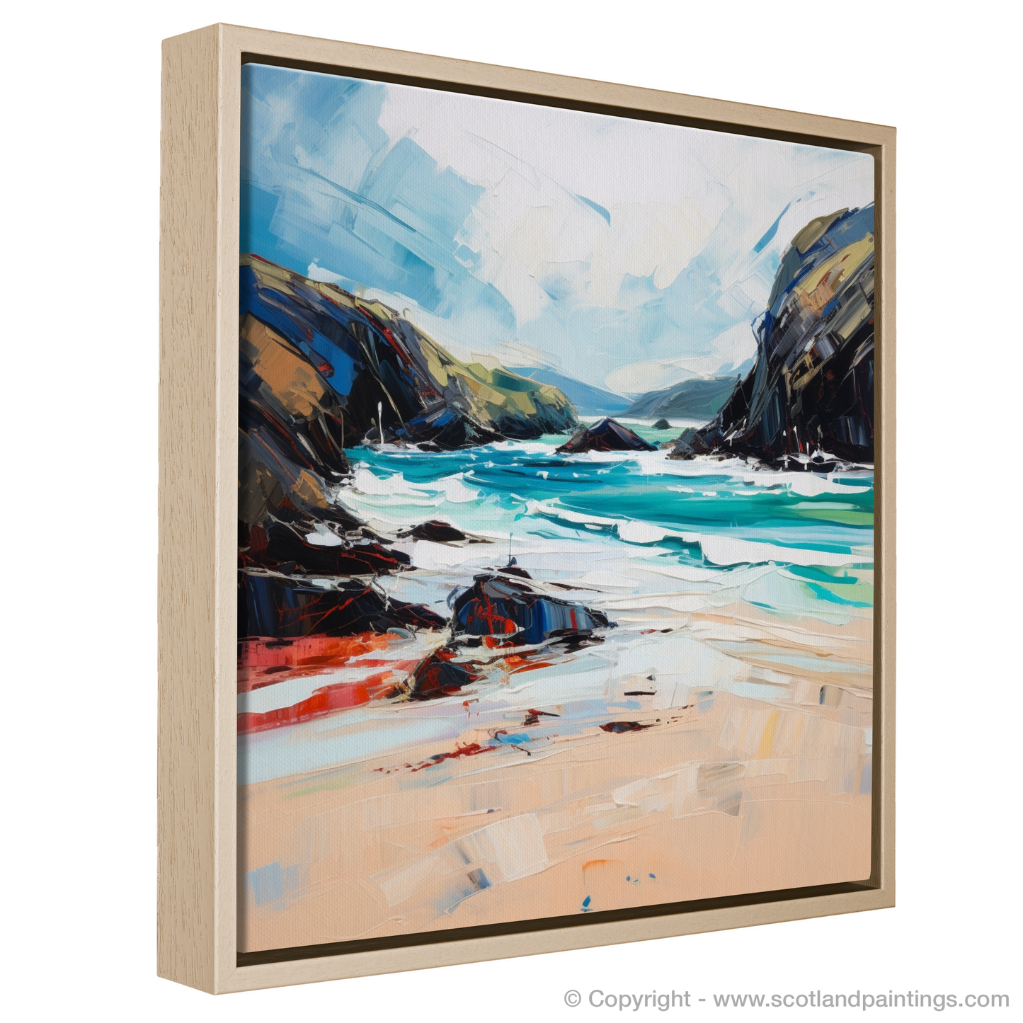 Painting and Art Print of Durness Beach, Sutherland entitled "Durness Beach Reverie: An Expressionist Ode to Scottish Shores".