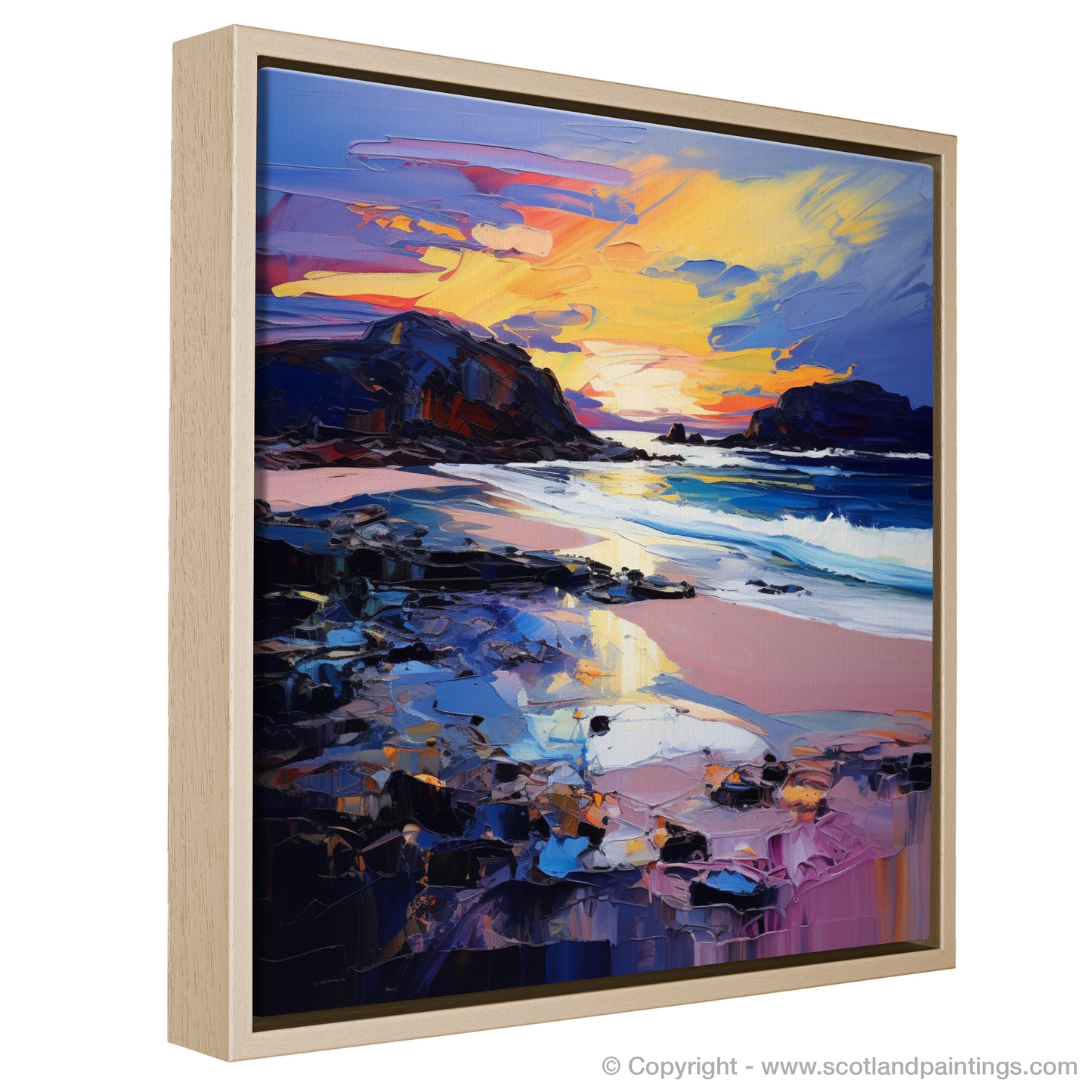 Painting and Art Print of Seilebost Beach at dusk entitled "Dusk's Embrace at Seilebost Beach".