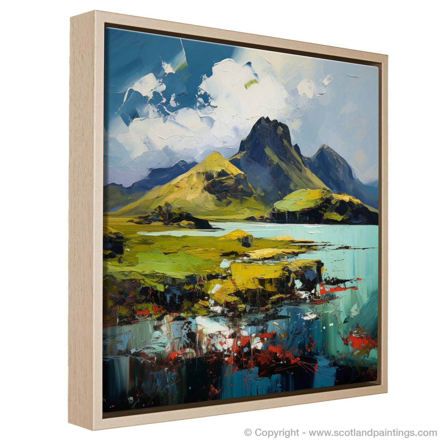 Painting and Art Print of Isle of Eigg, Inner Hebrides entitled "Wild Hebridean Symphony: Isle of Eigg Through Expressionist Eyes".