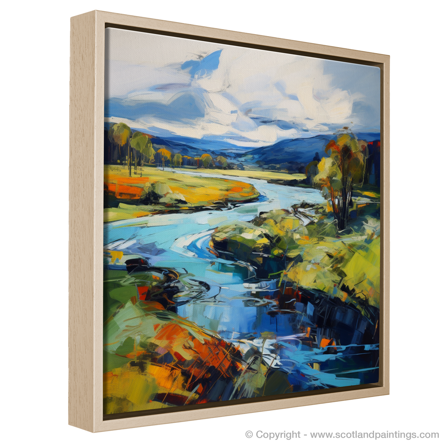 Painting and Art Print of River Nith, Dumfries and Galloway entitled "River Nith Reverie: An Expressionist Ode to Scotland's Wild Beauty".