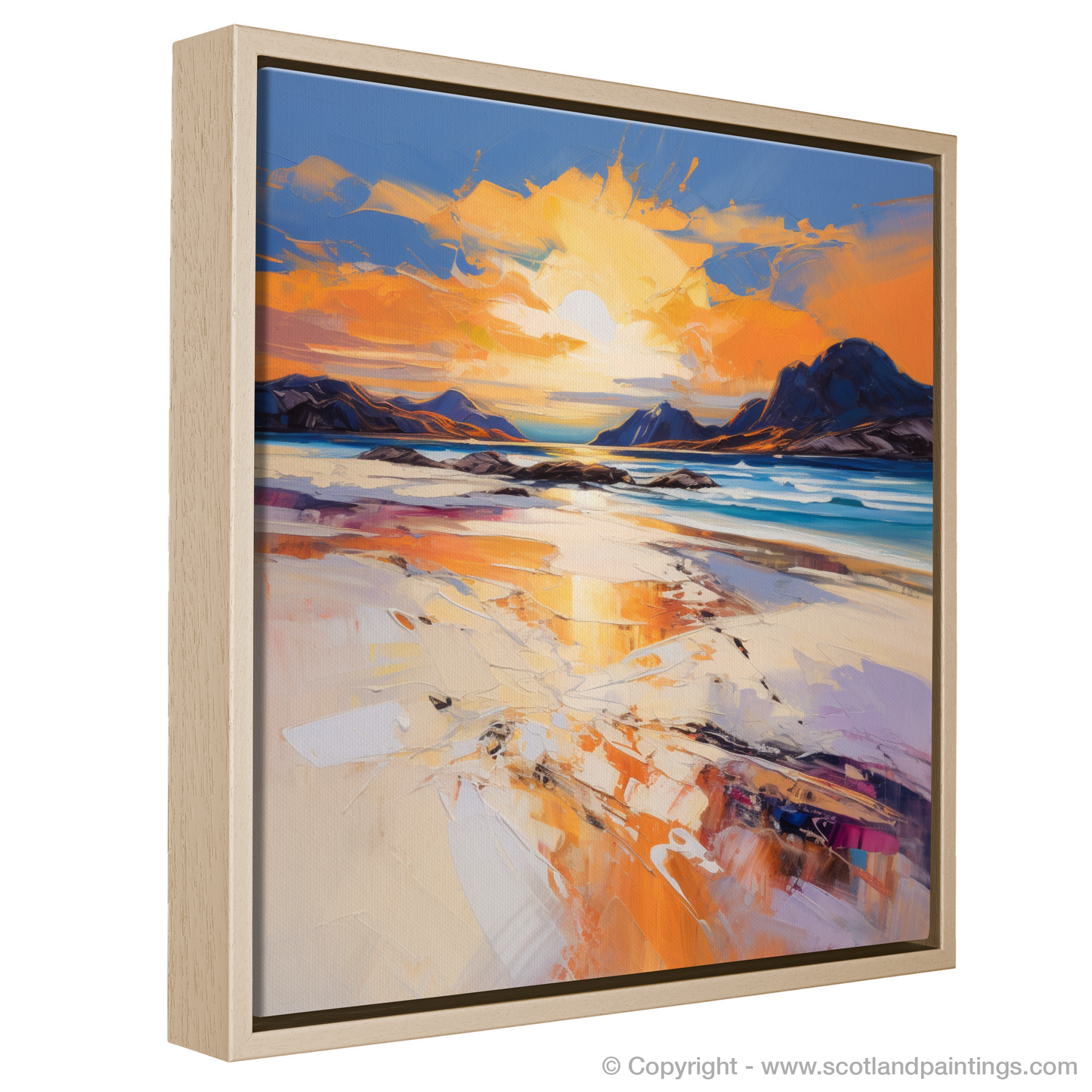 Painting and Art Print of Mellon Udrigle Beach at golden hour. Golden Hour at Mellon Udrigle Beach.