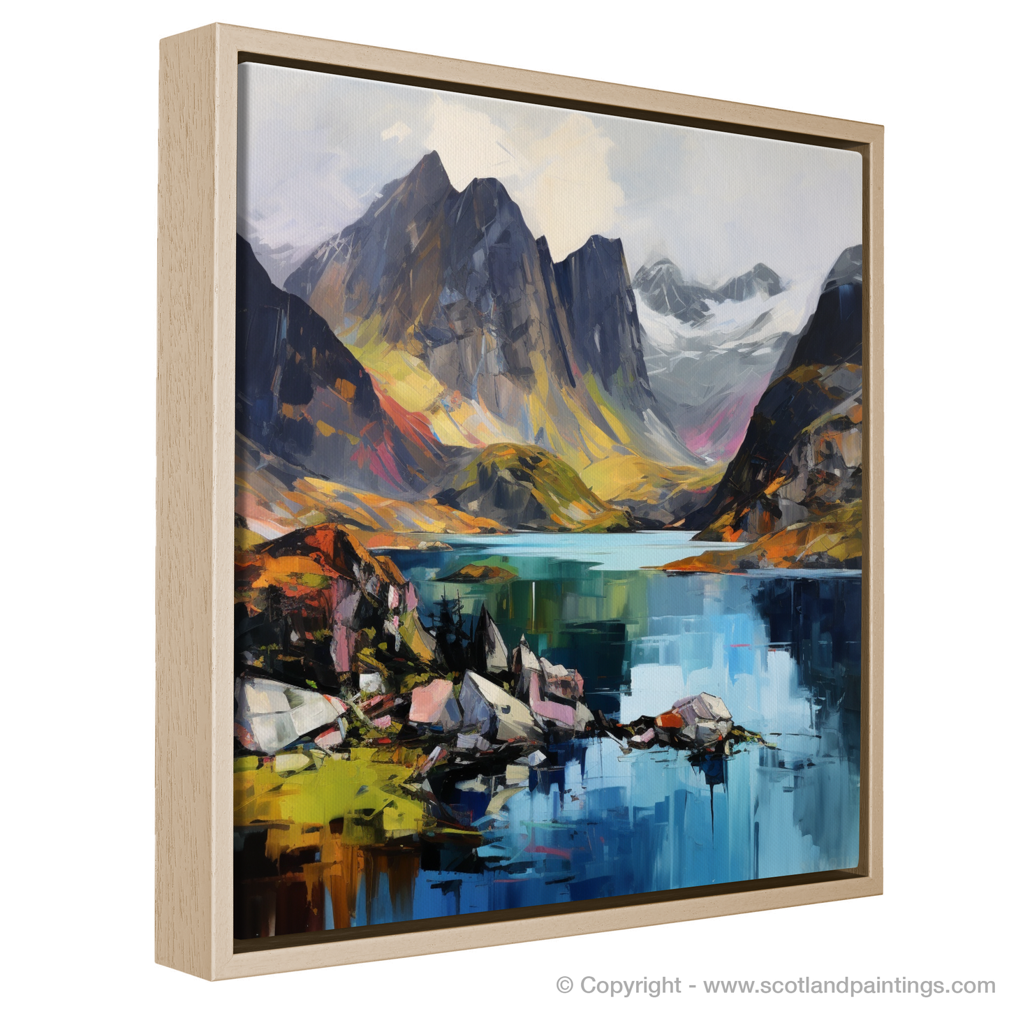 Painting and Art Print of Loch Coruisk, Isle of Skye entitled "Loch Coruisk: A Symphony of Nature and Expressionism".