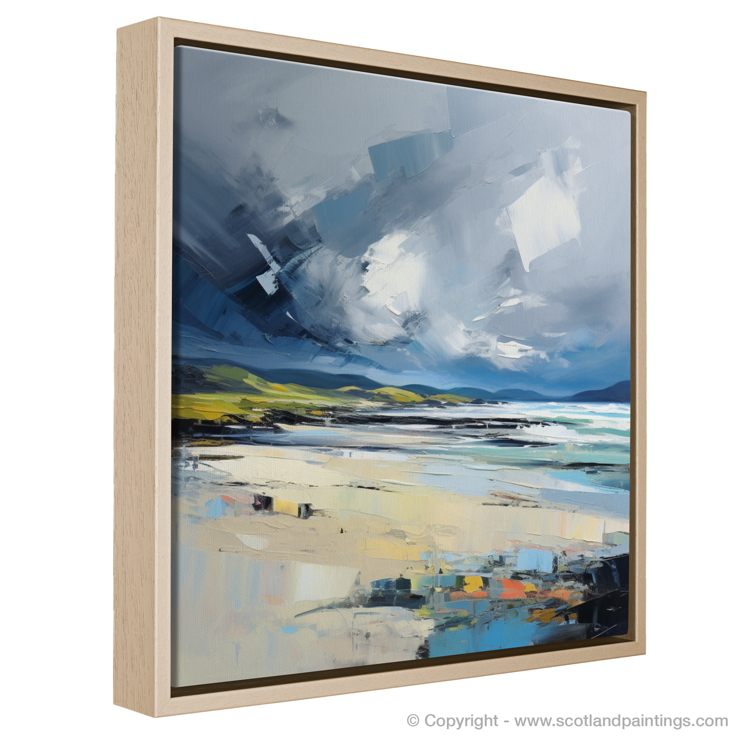 Painting and Art Print of Scarista Beach with a stormy sky entitled "Stormy Elegance of Scarista Beach".