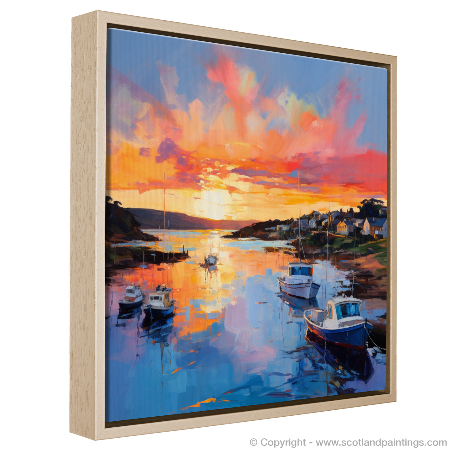 Painting and Art Print of Cullen Harbour at sunset. Sunset Serenity at Cullen Harbour.