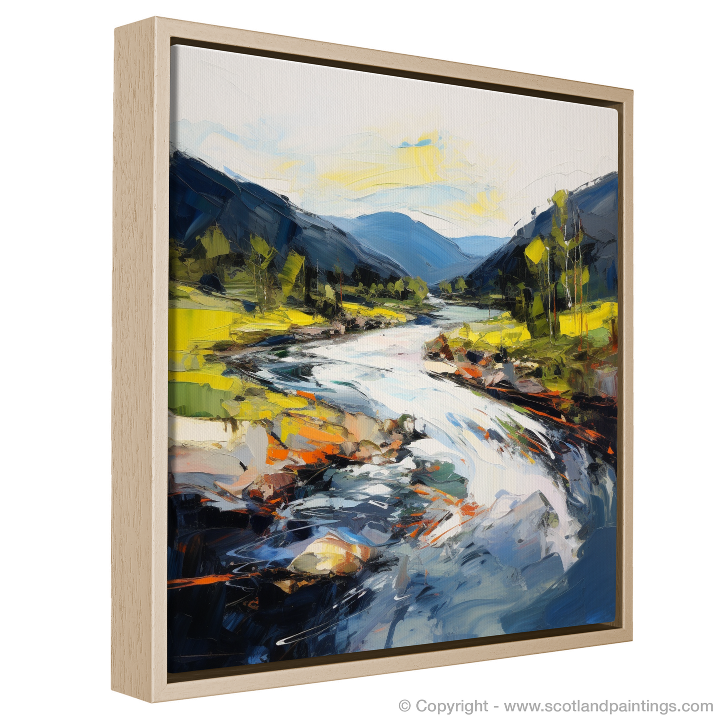 Painting and Art Print of River Spey, Highlands entitled "Highland Flow: An Expressionist Ode to River Spey".
