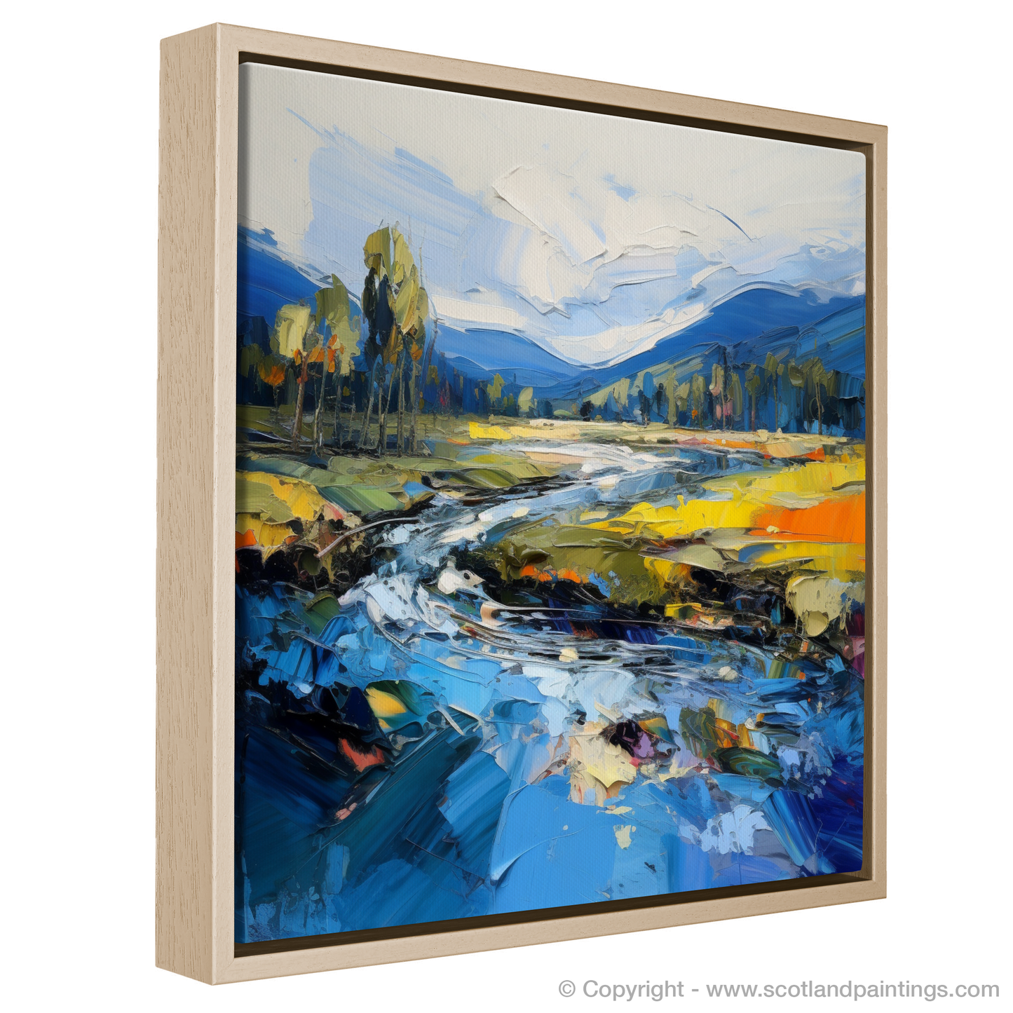 Painting and Art Print of River Spey, Highlands entitled "Highland Rhapsody: An Expressionist Ode to River Spey".