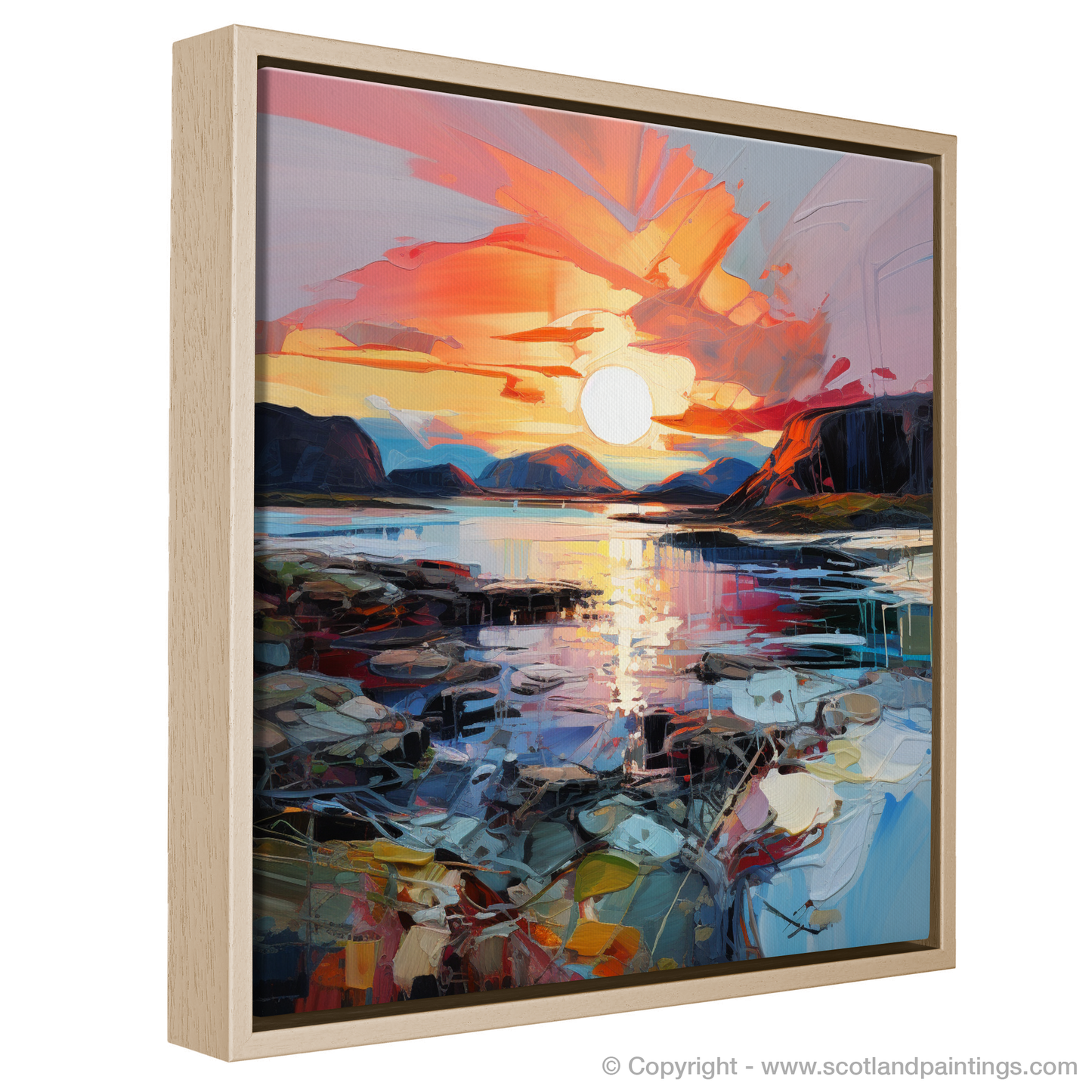 Painting and Art Print of Ardtun Bay at sunset entitled "Ardtun Bay Sunset Symphony".