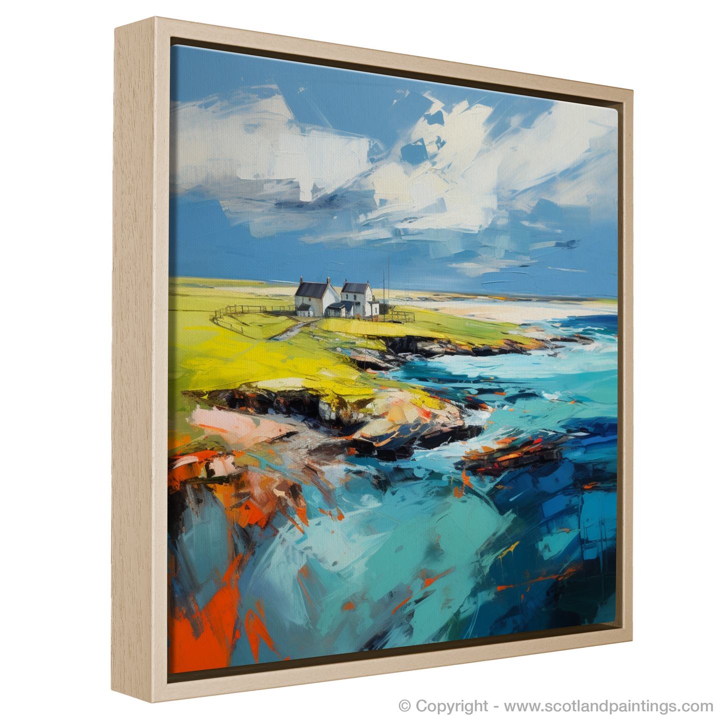 Painting and Art Print of Isle of Tiree, Inner Hebrides entitled "Isle of Tiree Essence: An Expressionist Homage to Scotland's Rugged Coastal Beauty".