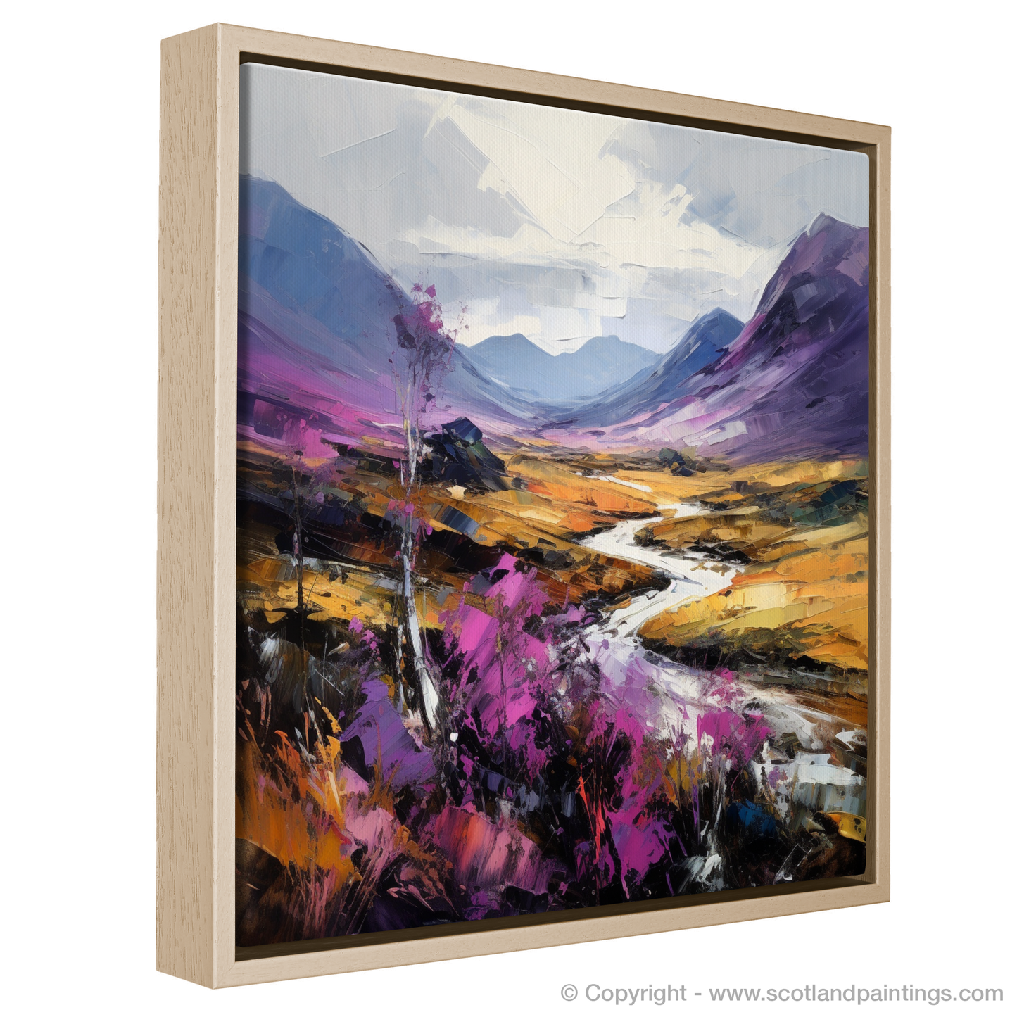 Painting and Art Print of Purple heather in Glencoe entitled "Heather Hues of Glencoe - An Expressionist Ode".