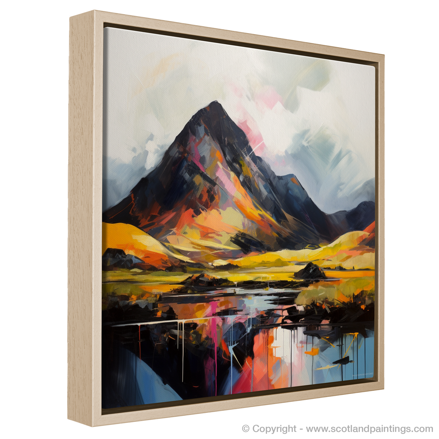 Painting and Art Print of Silhouetted peaks in Glencoe entitled "
Silhouetted Peaks of Glencoe: An Expressionist Ode to Highland Beauty".
