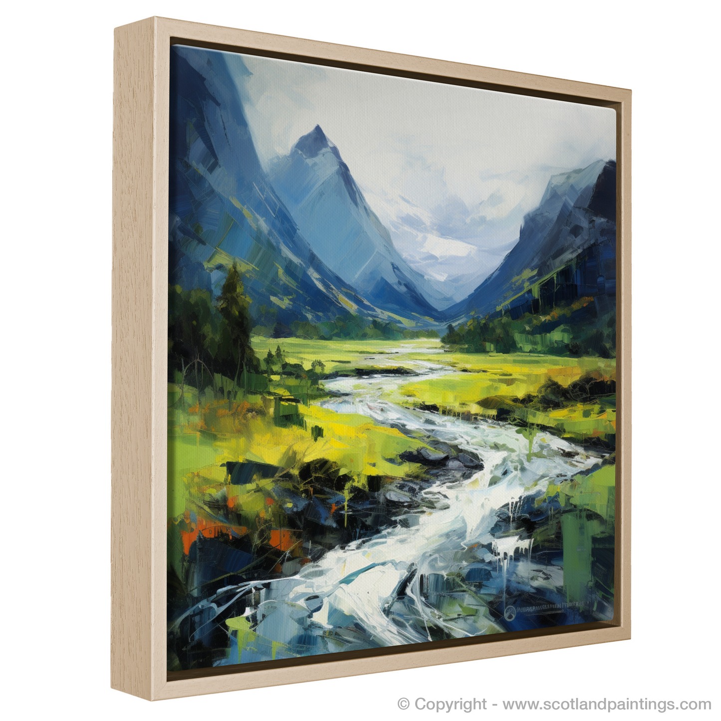 Painting and Art Print of Morning dew in Glencoe entitled "Morning Dew in Glencoe: An Expressionist Ode to the Highlands".