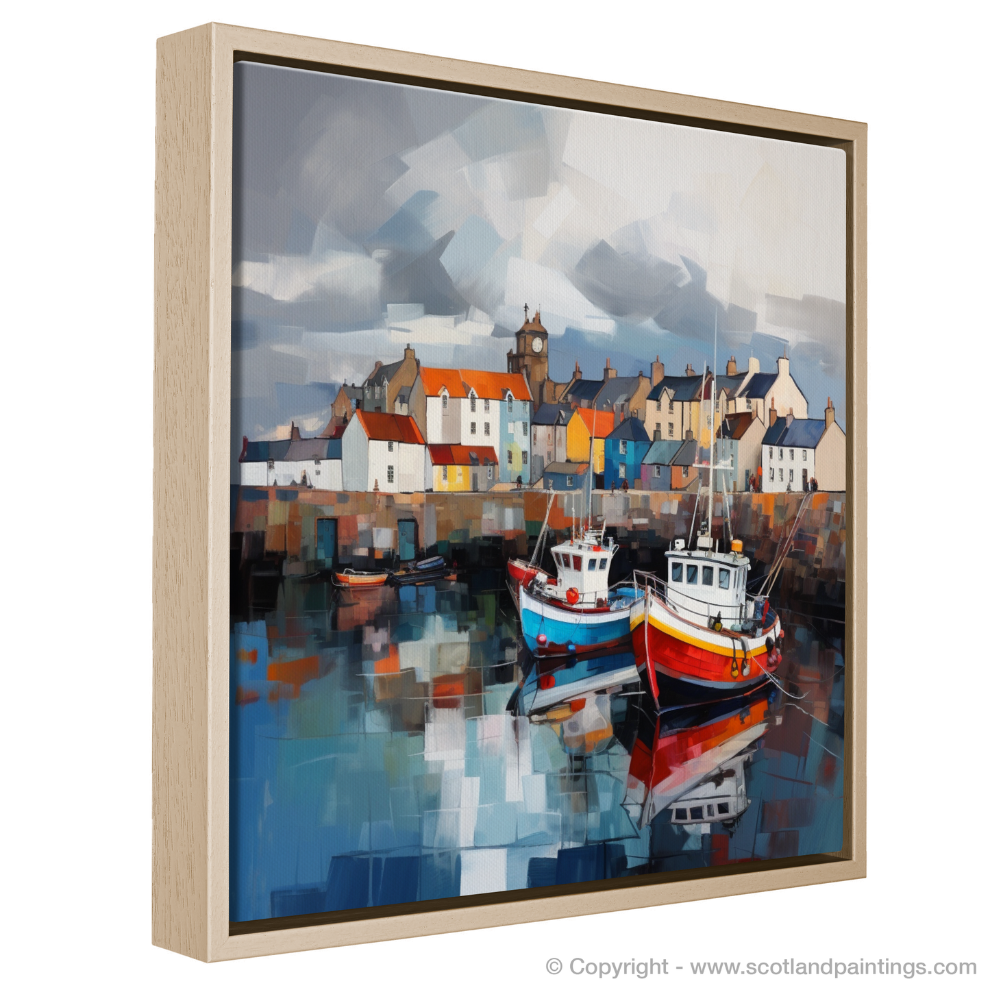 Painting and Art Print of Pittenweem Harbour with a stormy sky entitled "Stormy Serenity at Pittenweem Harbour".