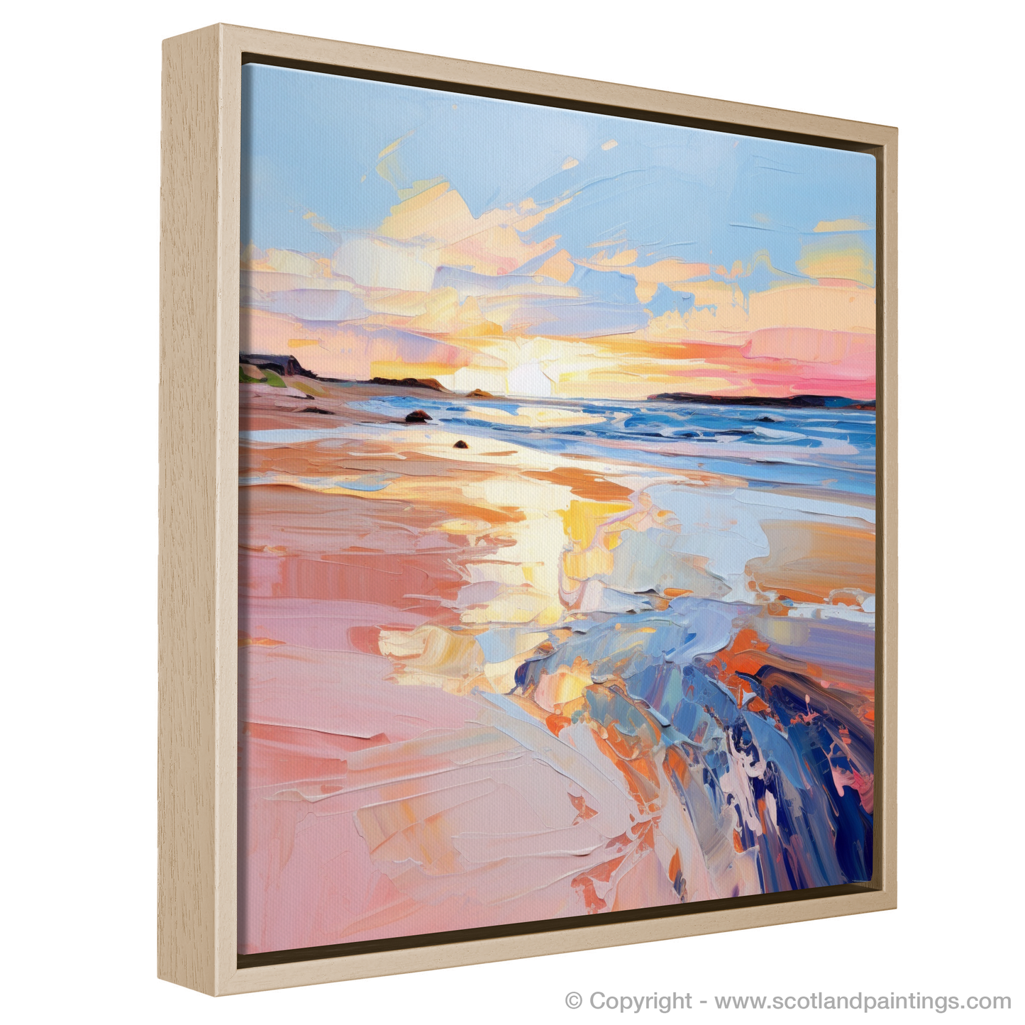 Painting and Art Print of Gullane Beach at sunset entitled "Gullane Beach Twilight Embrace".