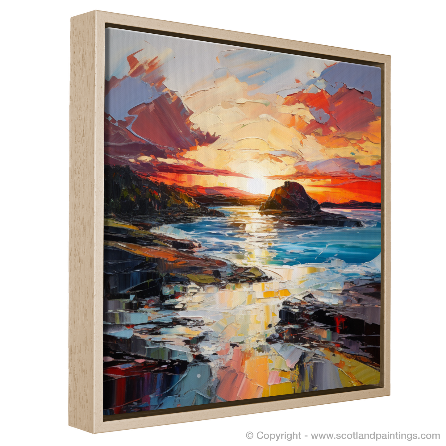 Painting and Art Print of Catterline Bay at golden hour. Golden Hour Majesty at Catterline Bay.