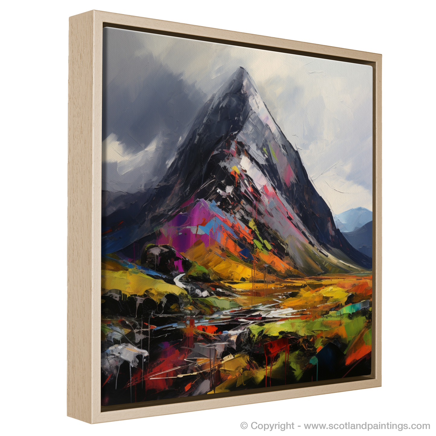 Painting and Art Print of Stob Dubh (Buachaille Etive Beag) entitled "Majestic Stob Dubh in Expressionist Hues".
