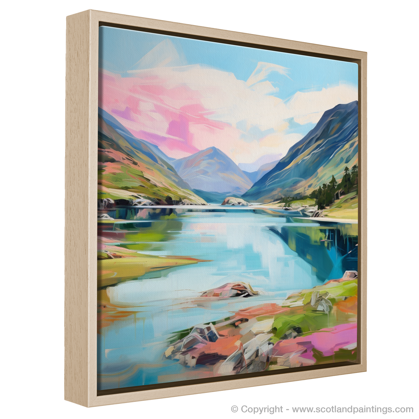 Painting and Art Print of Loch Shiel, Highlands in summer entitled "Summer Serenity at Loch Shiel: A Modern Highland Masterpiece".