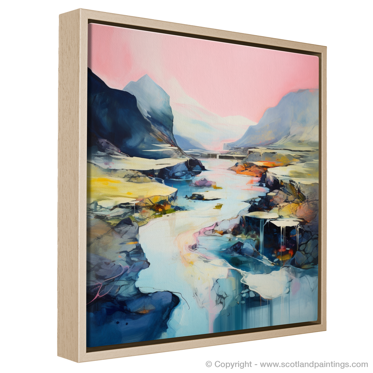 Painting and Art Print of Isle of Skye Fairy Pools at dusk in summer entitled "Ethereal Twilight at Isle of Skye Fairy Pools".