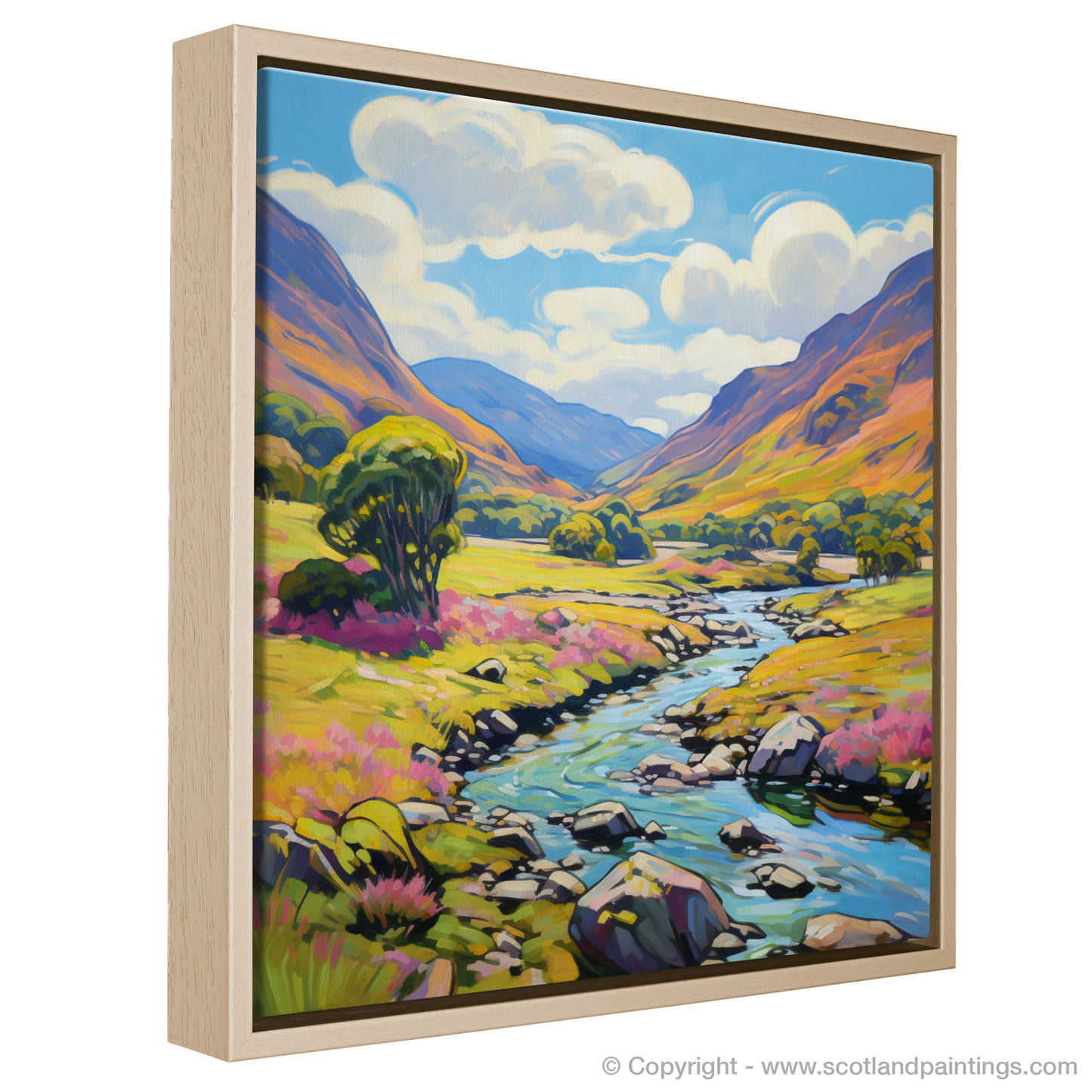 Painting and Art Print of Glen Feshie, Highlands in summer entitled "Summer Splendour of Glen Feshie".