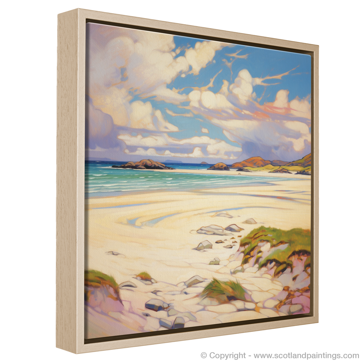 Painting and Art Print of Luskentyre Sands, Isle of Lewis in summer entitled "Summer Serenade at Luskentyre Sands".