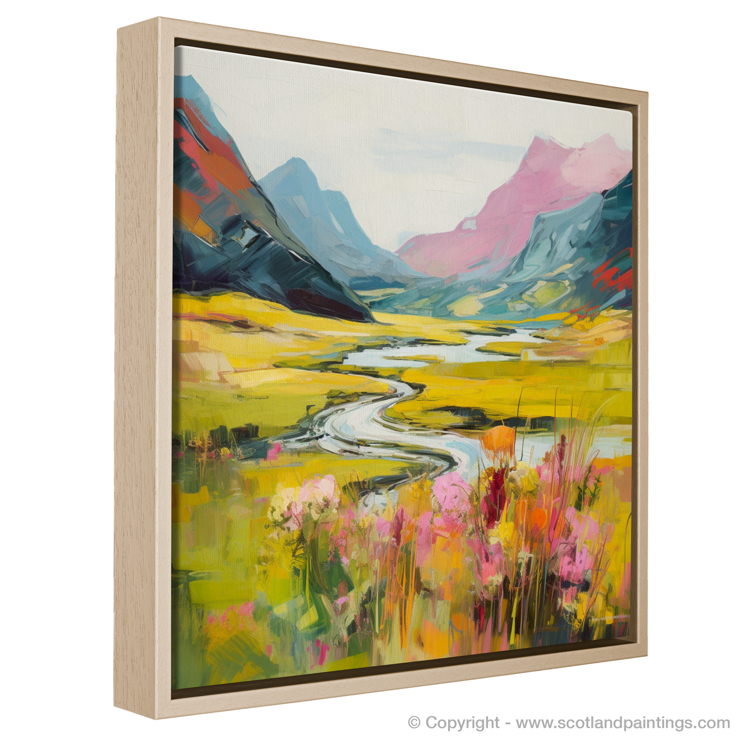 Painting and Art Print of Glen Coe, Highlands in summer entitled "Summer Splendour of Glen Coe Highlands".