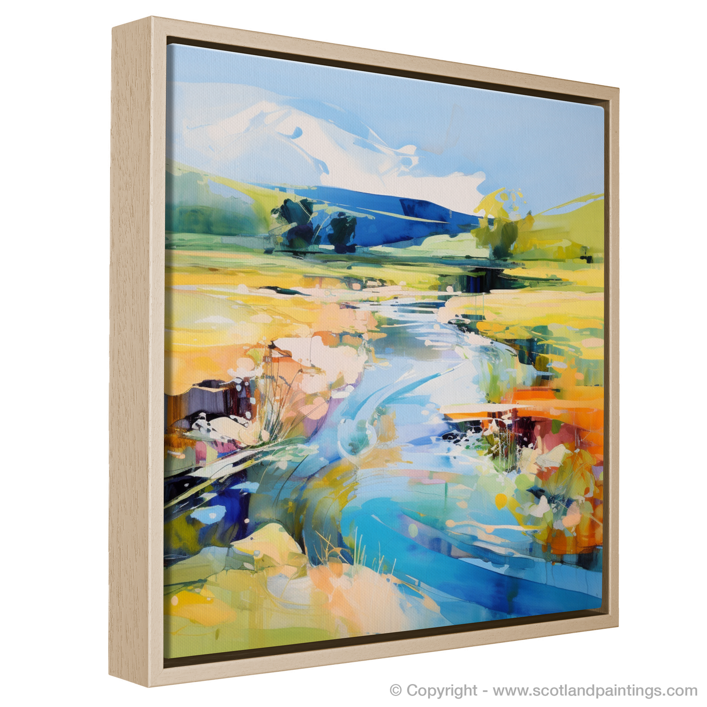 Painting and Art Print of River Lossie, Moray in summer. Summer Hues of River Lossie.