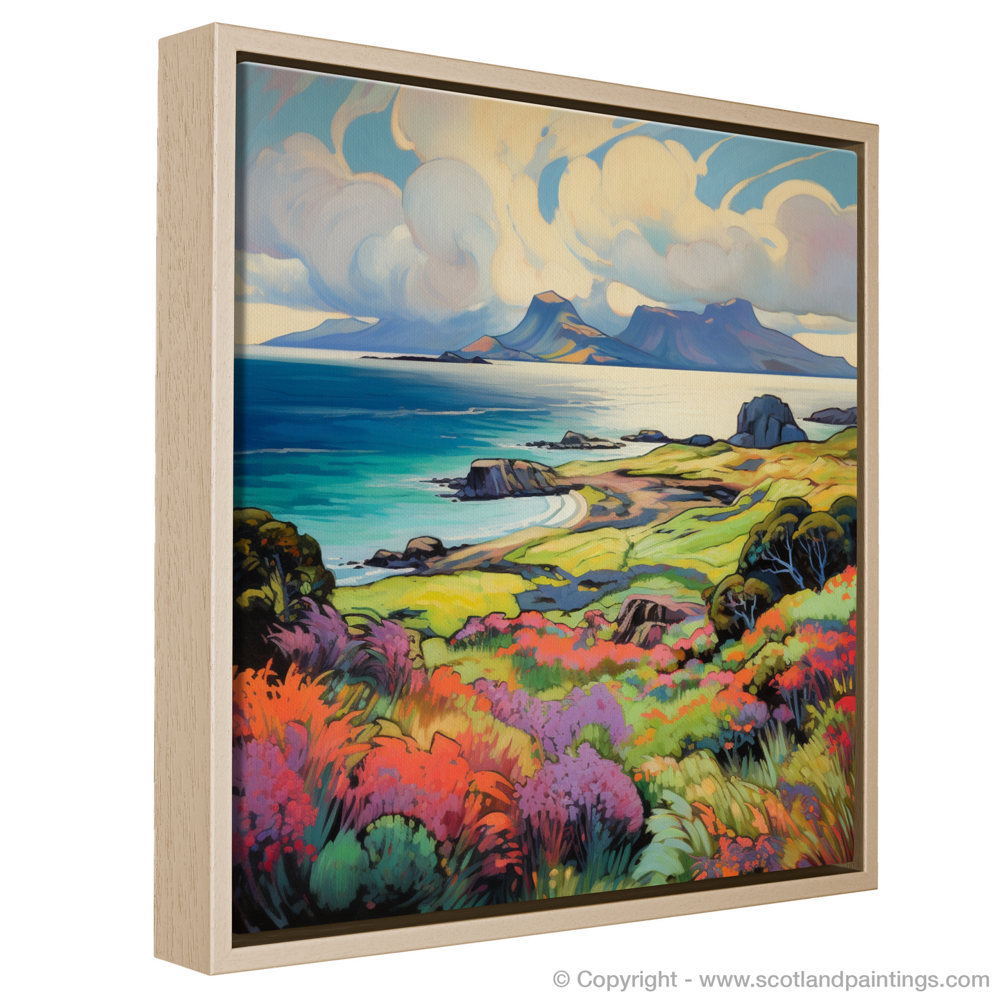 Painting and Art Print of Isle of Eigg, Inner Hebrides in summer entitled "Isle of Eigg Summer Symphony".