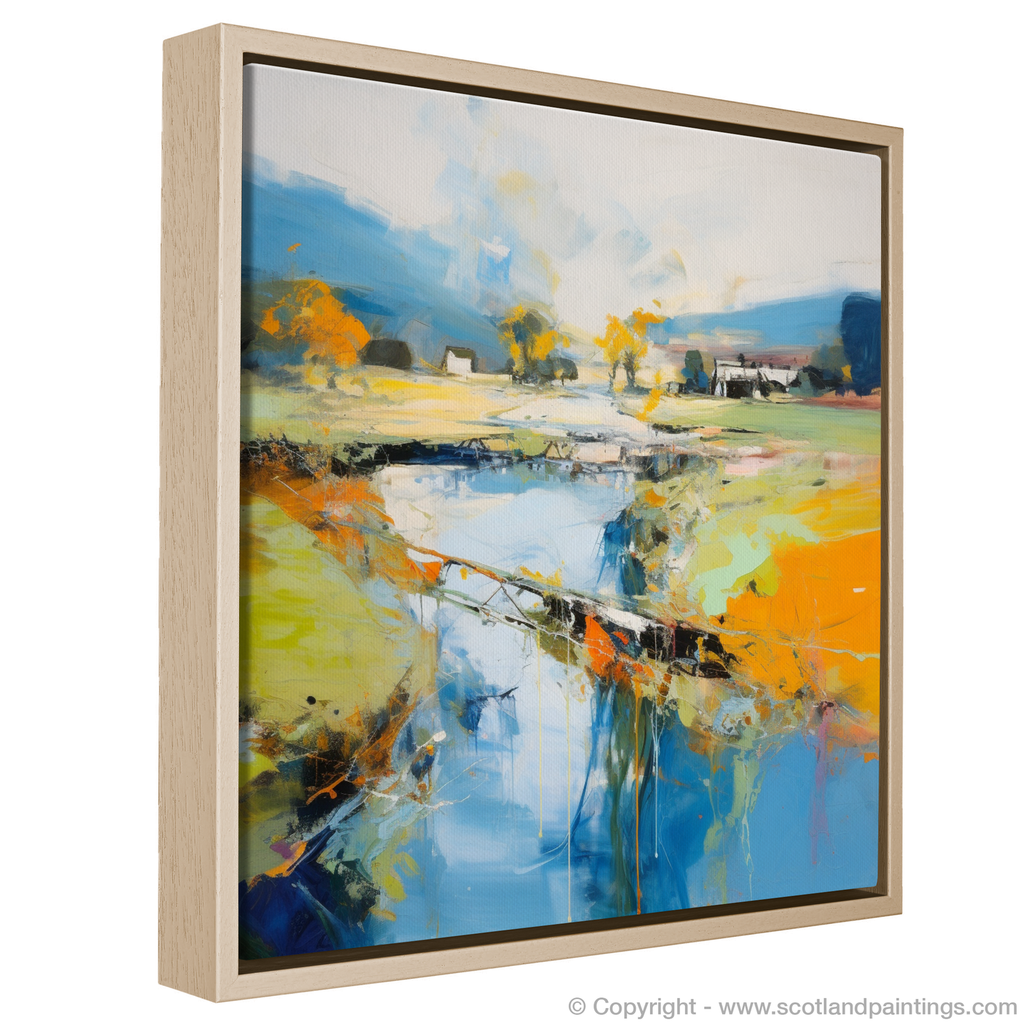 Painting and Art Print of River Almond, Edinburgh in summer entitled "Summer Serenity by the River Almond".