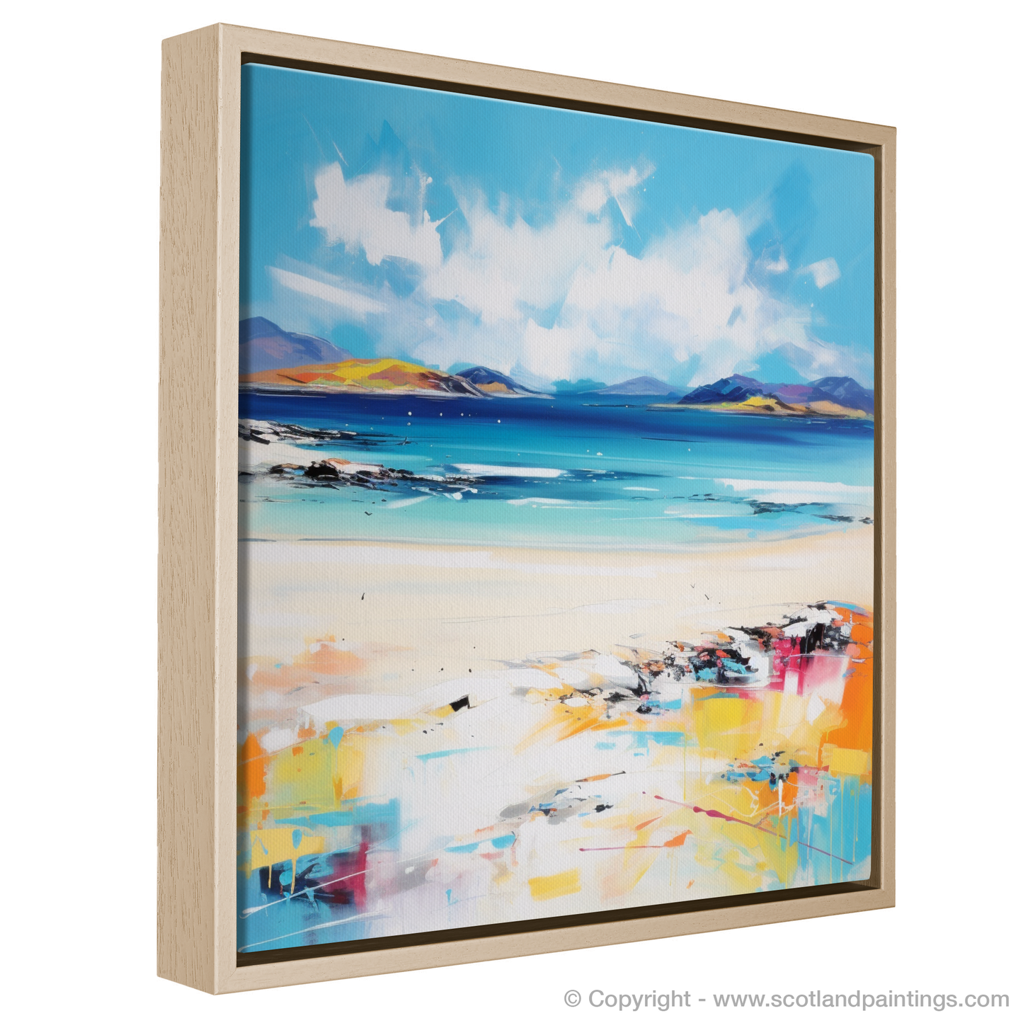 Painting and Art Print of Scarista Beach, Isle of Harris in summer entitled "Scarista Beach Symphony: An Abstract Ode to Scottish Summer".