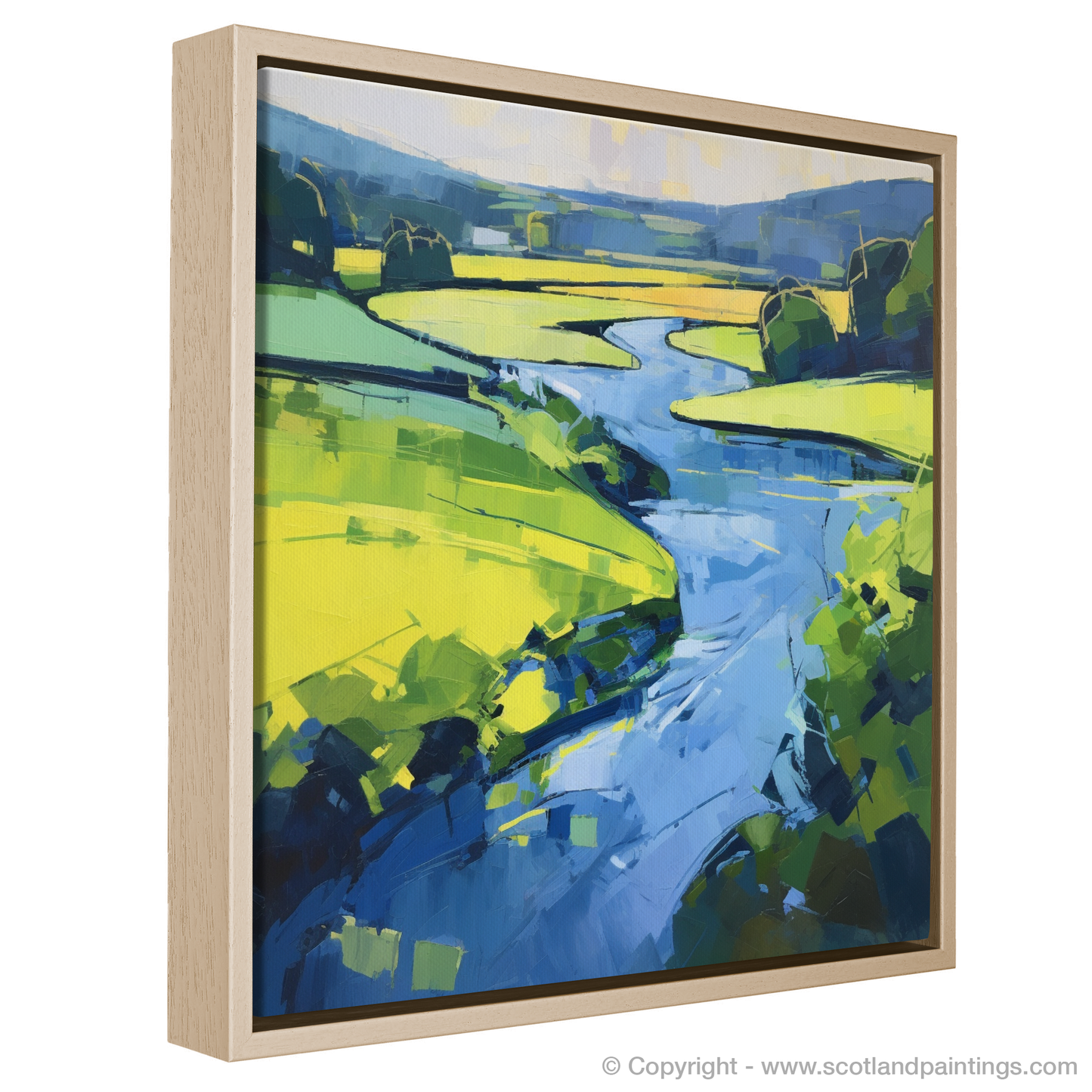 Painting and Art Print of River Tweed, Scottish Borders in summer entitled "Summer Serenade on the River Tweed".