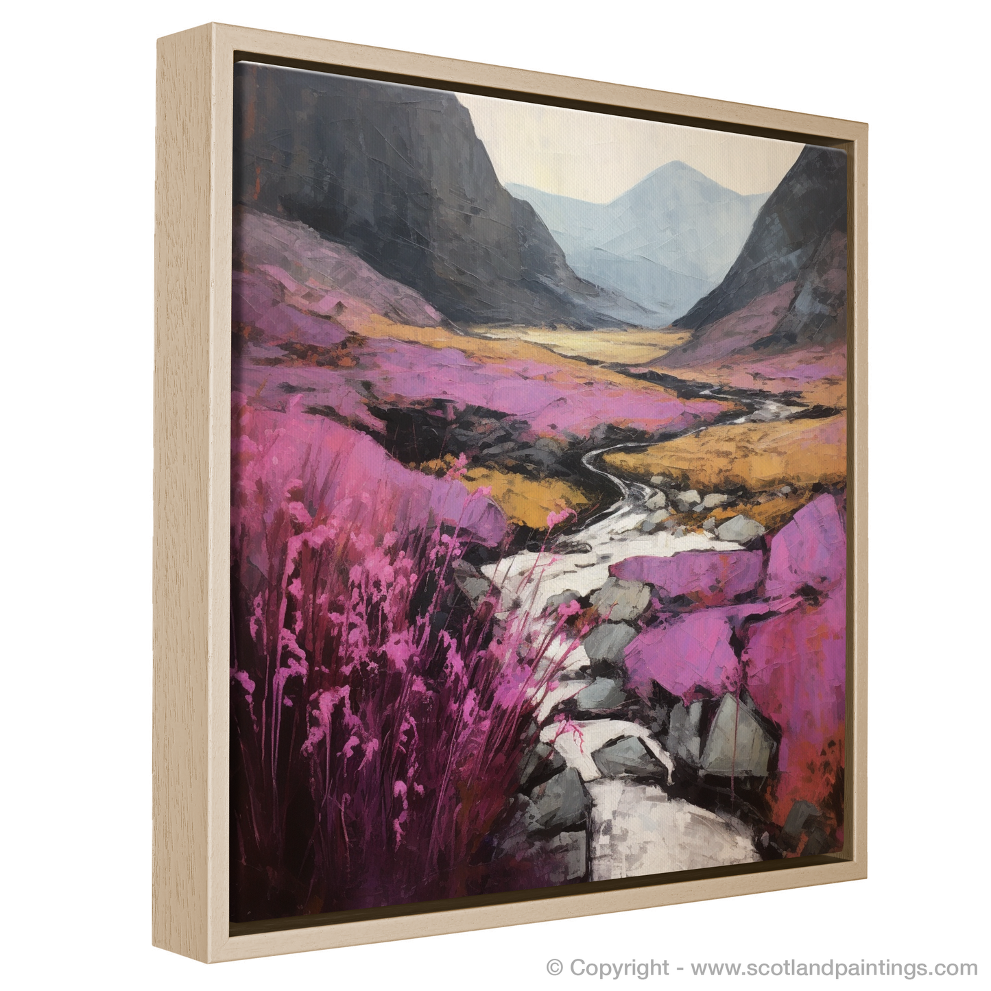 Painting and Art Print of Heather blooms by River Coe in Glencoe entitled "Heather Blooms by River Coe: An Abstract Glencoe Vista".